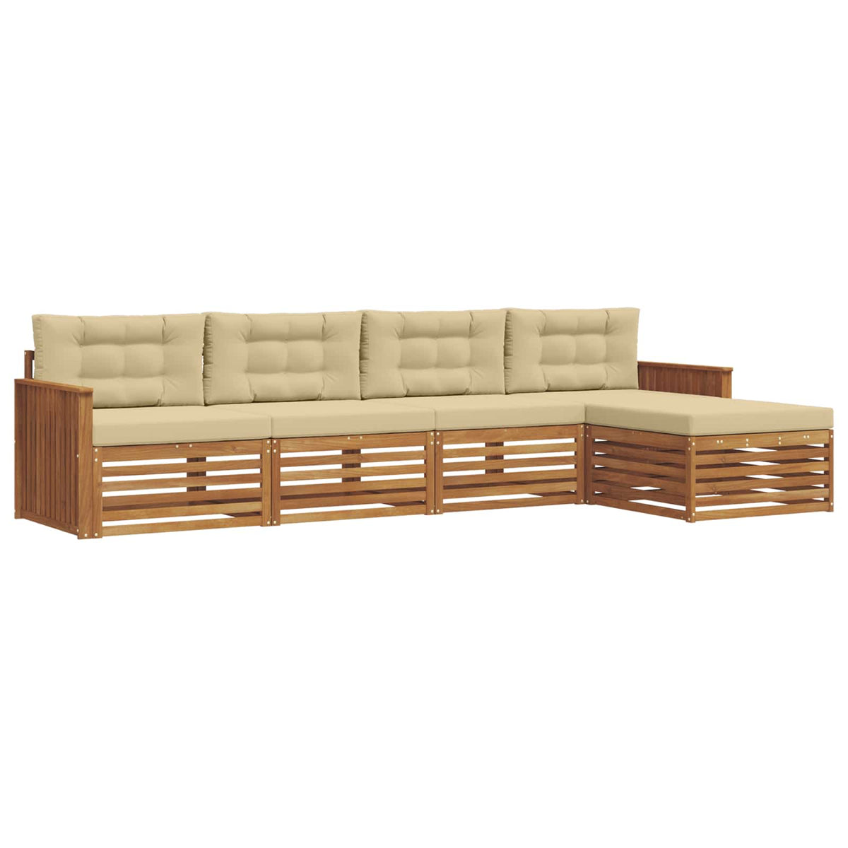 Outdoor-Sofagarnitur 5 stk. Natur und Beige