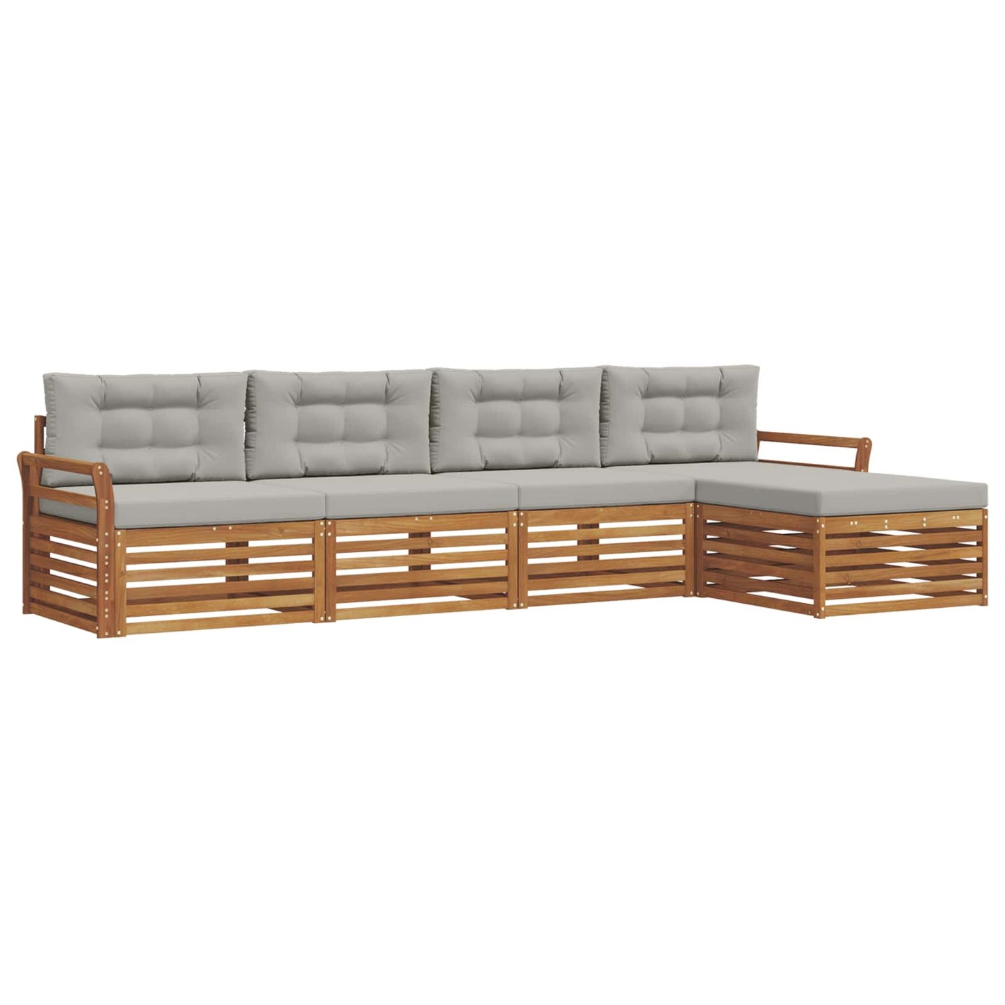 Outdoor-Sofagarnitur mit Kissen 5 pcs Natürlich und Hellgrau