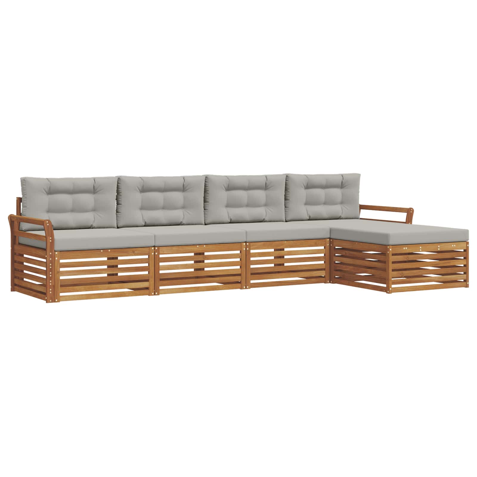 Outdoor-Sofagarnitur mit Kissen 5 pcs Natürlich und Hellgrau