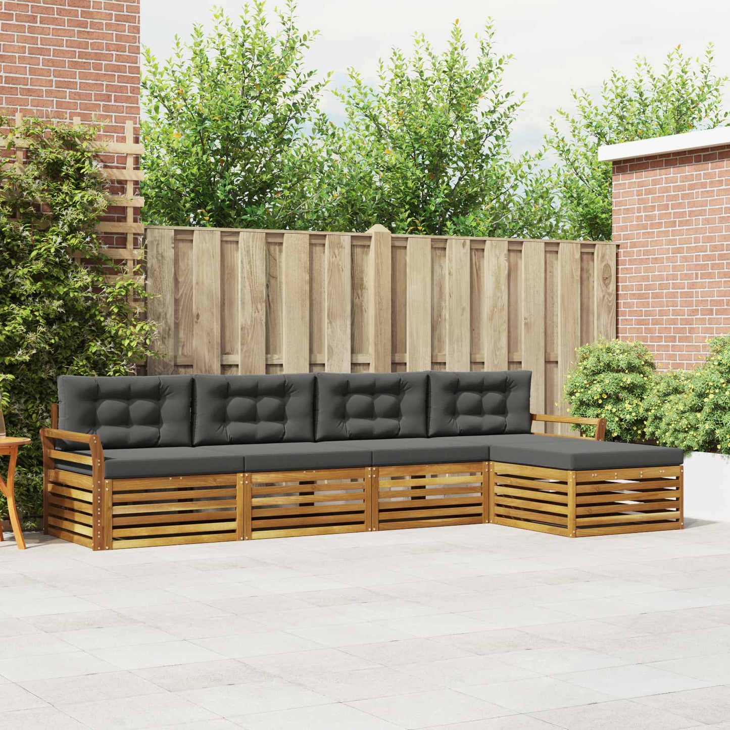 Outdoor-Sofagarnitur 5 stk. Natur und Anthrazit