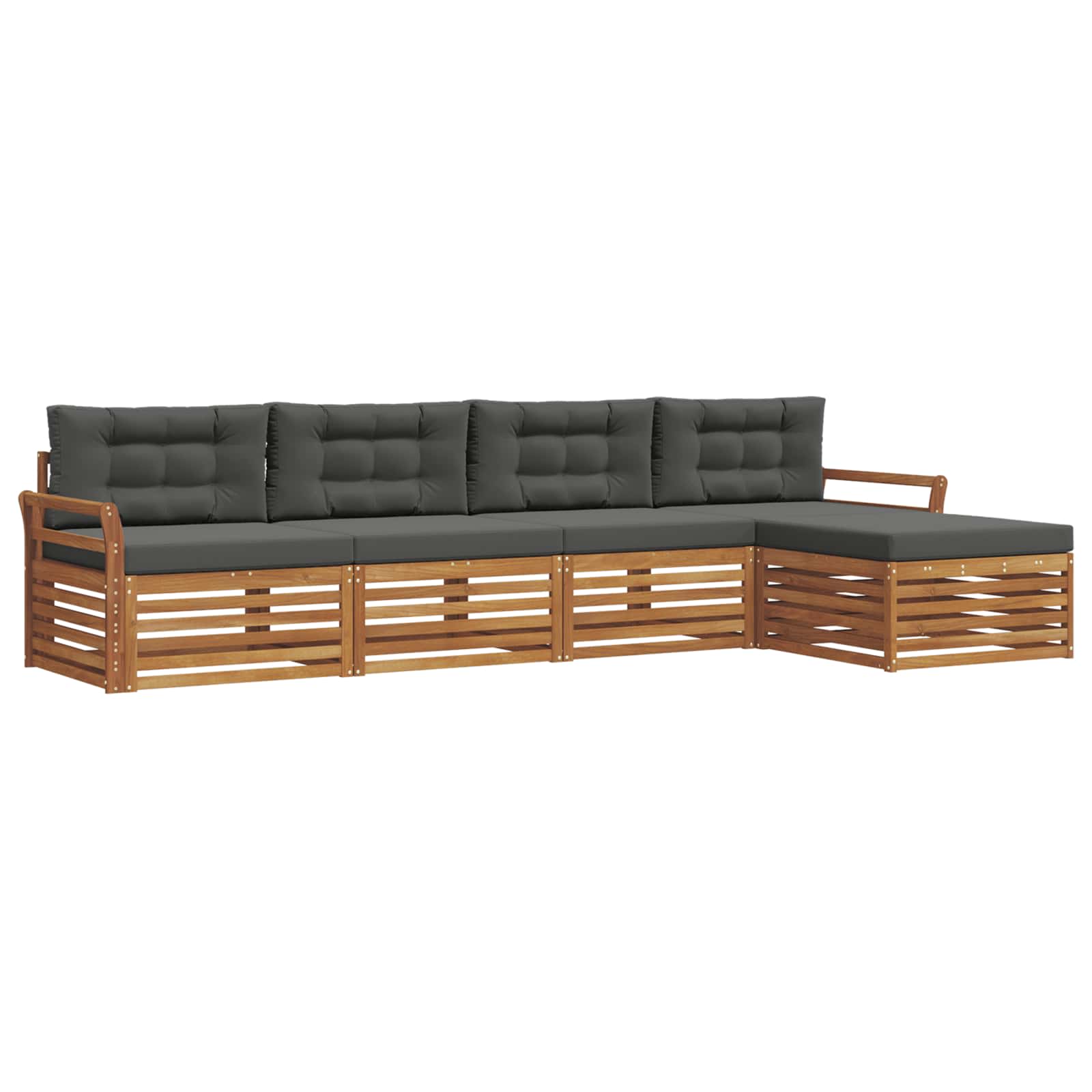 Outdoor-Sofagarnitur 5 stk. Natur und Anthrazit
