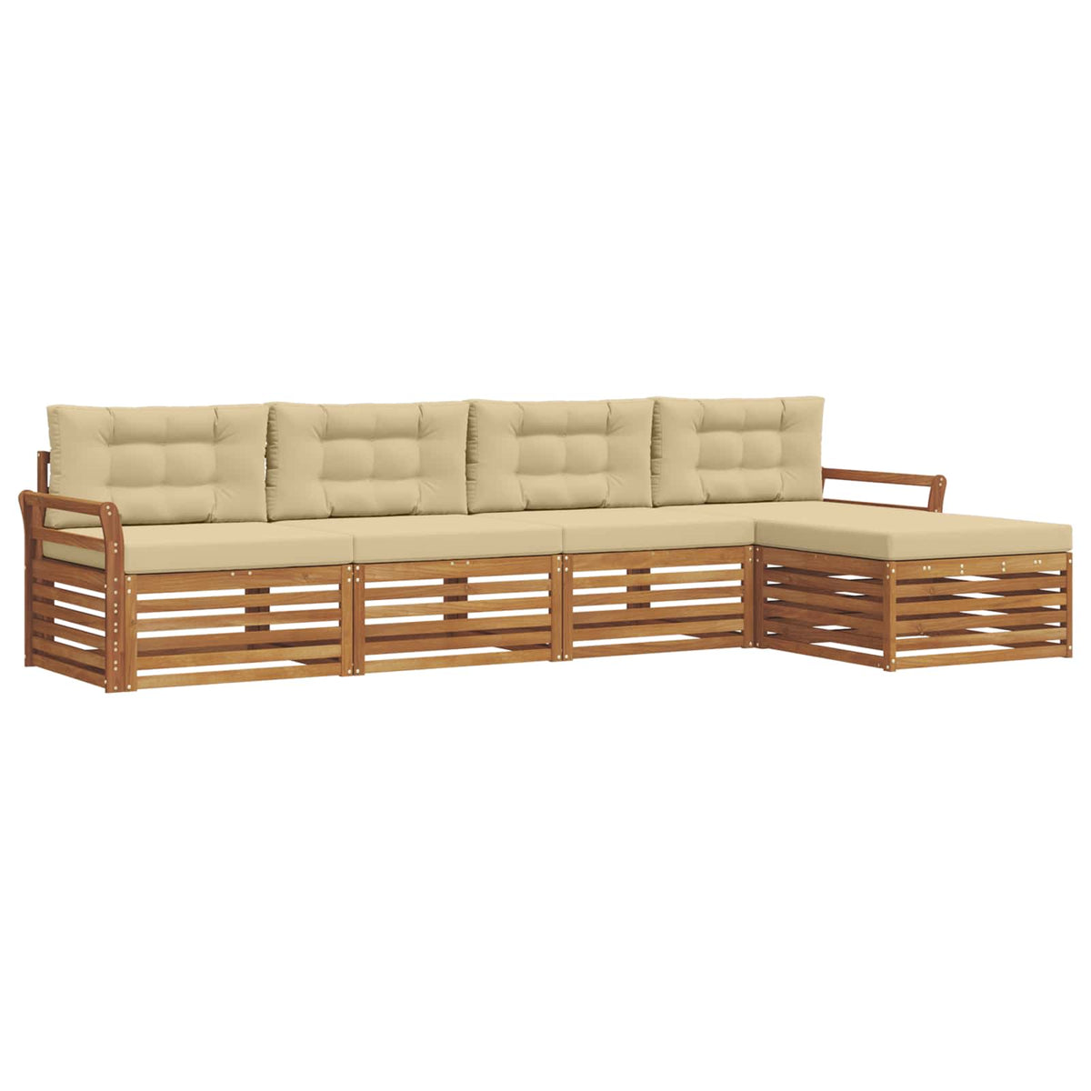 Outdoor-Sofagarnitur 5 stk. Natur und Beige