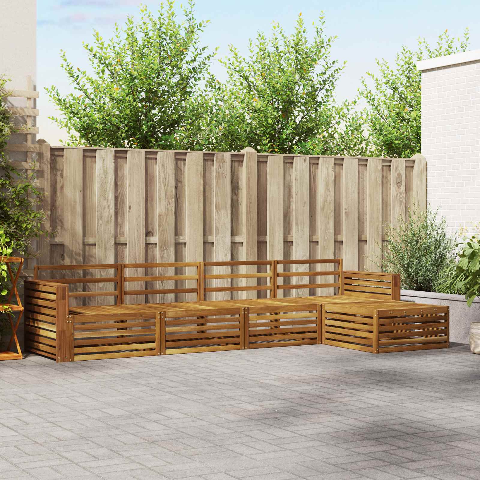 Outdoor-Sofagarnitur 5 stk. Natur Massivholz Akazie