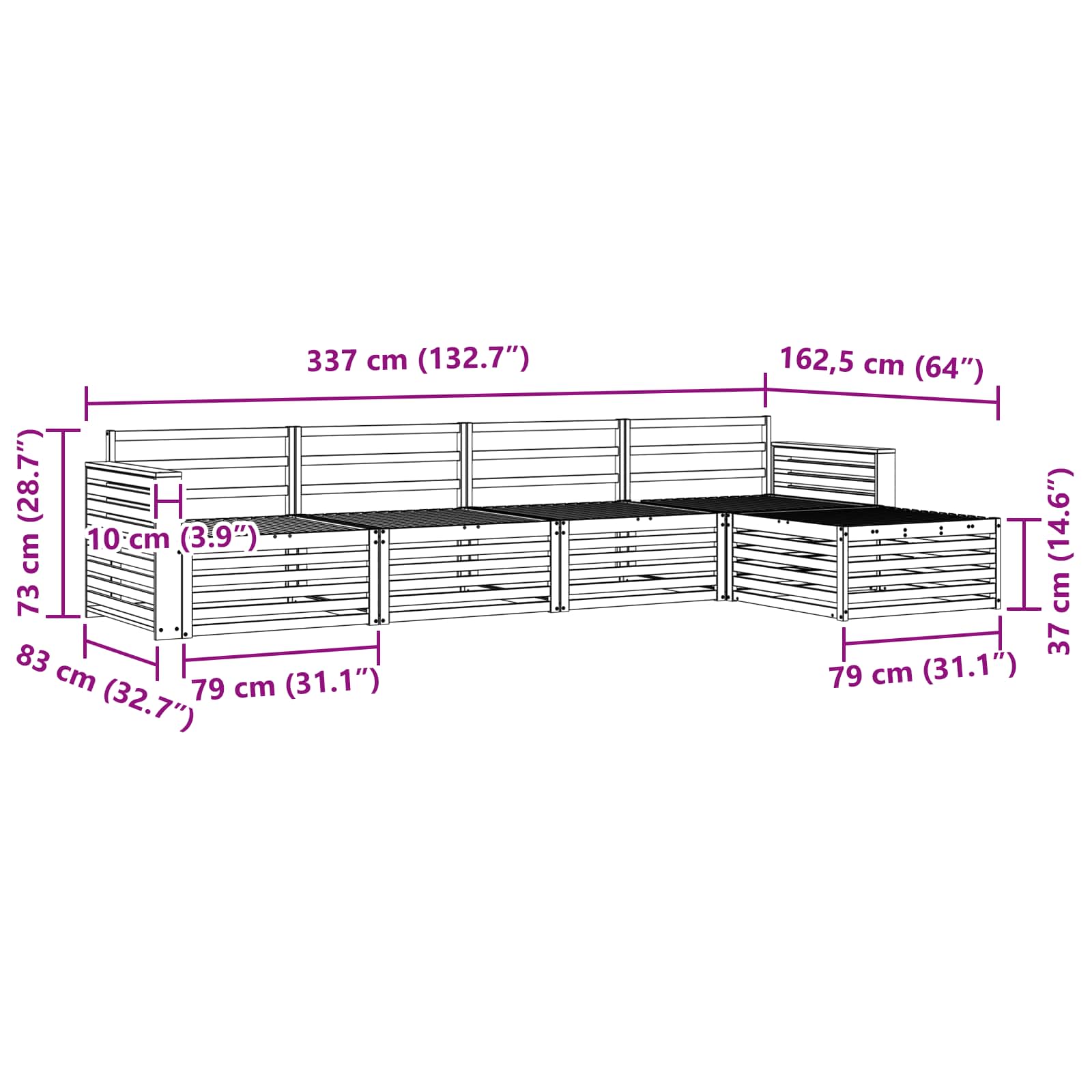Outdoor-Sofagarnitur 5 stk. Natur Massivholz Akazie