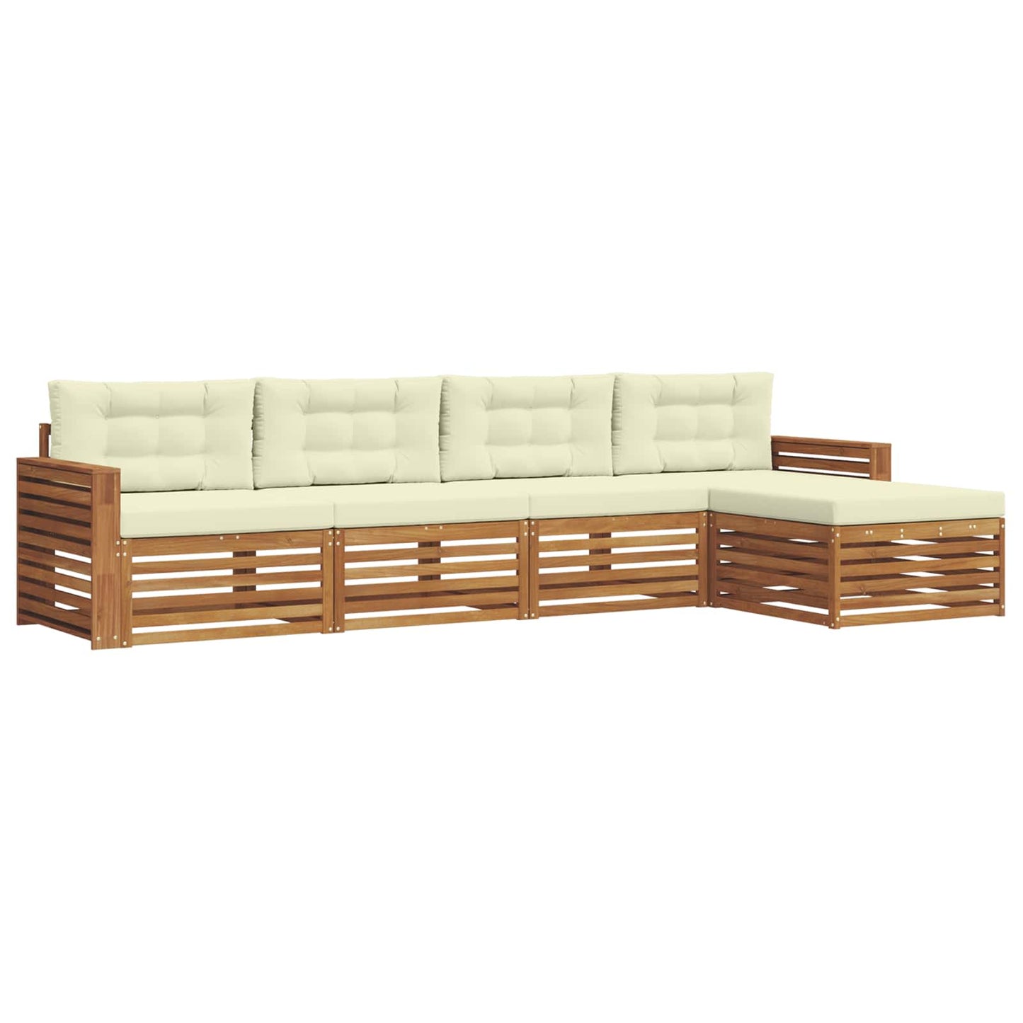 Outdoor-Sofagarnitur mit Kissen 5 pcs Natur und Creme