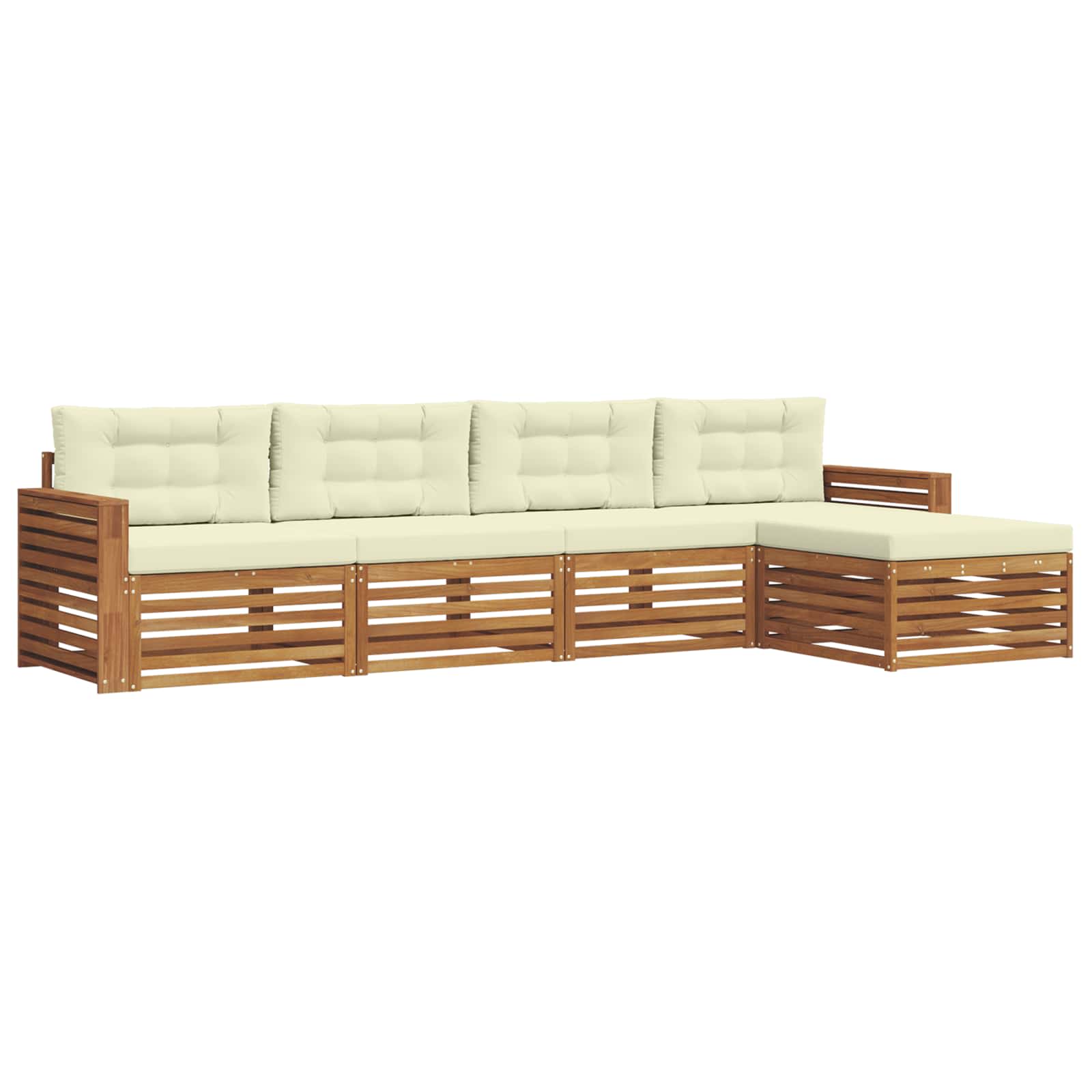 Outdoor-Sofagarnitur mit Kissen 5 pcs Natur und Creme