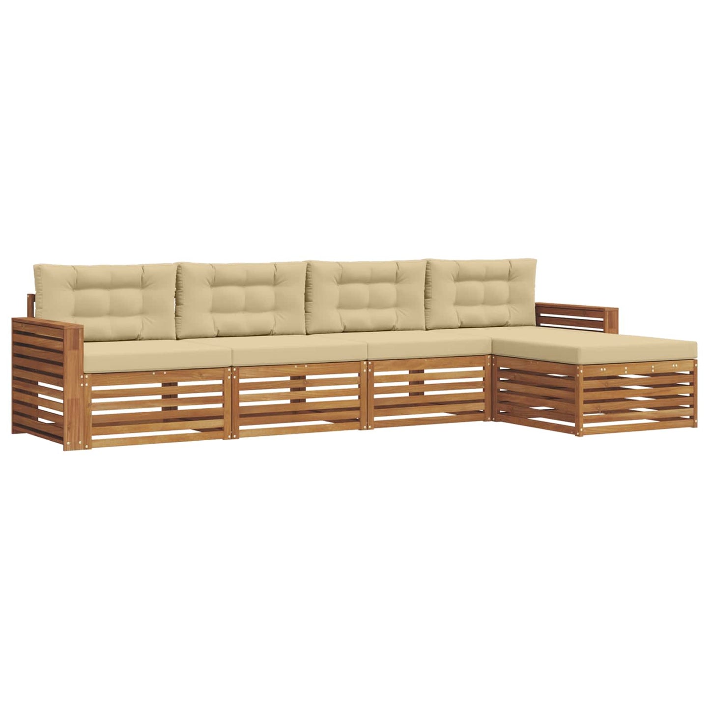 Outdoor-Sofagarnitur 5 stk. Natur und Beige