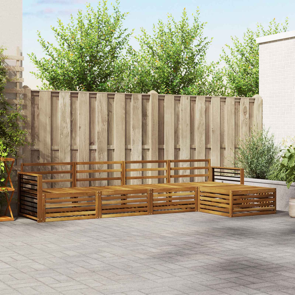 Outdoor-Sofagarnitur 5 stk. Natur Massivholz Akazie
