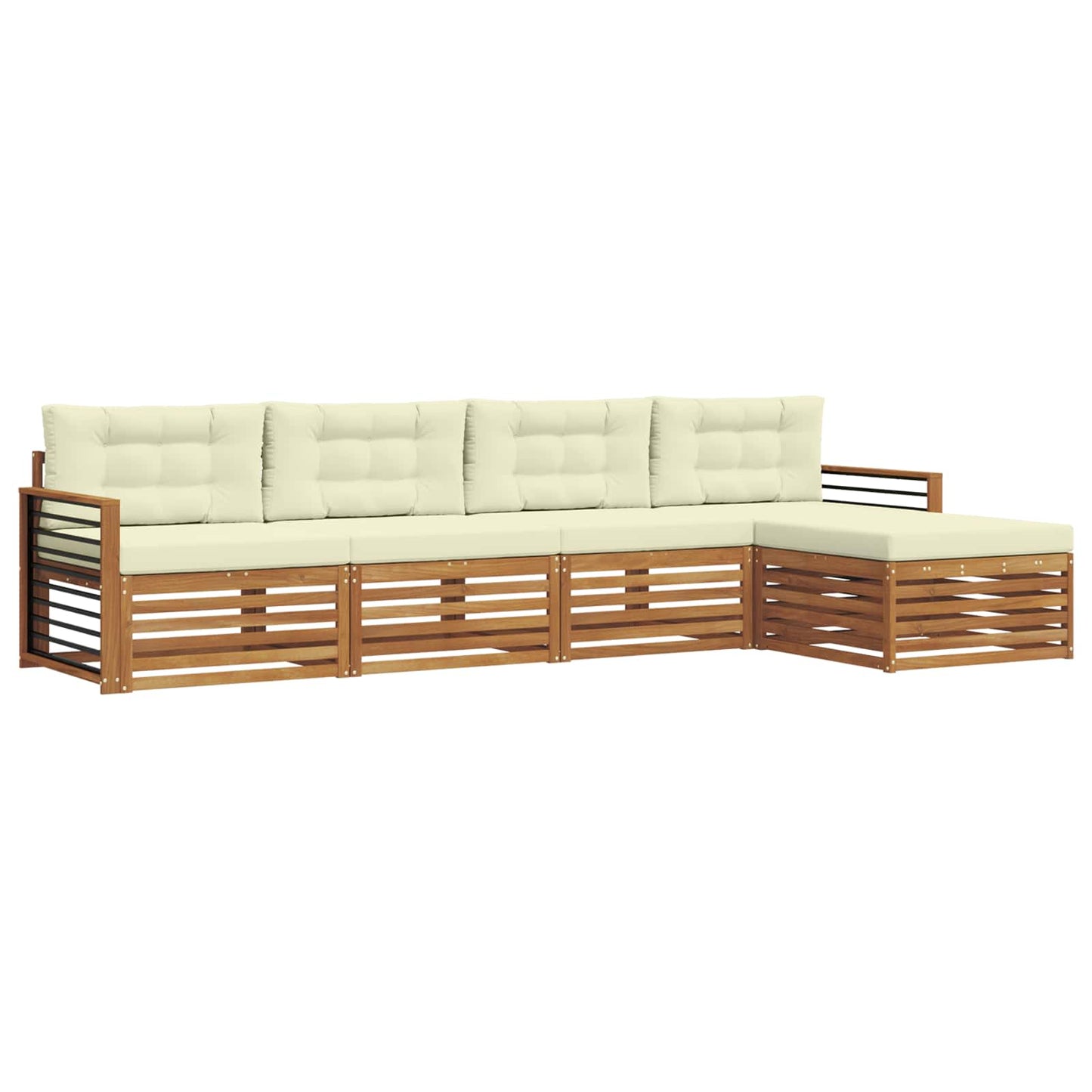 Outdoor-Sofagarnitur mit Kissen 5 pcs Natur und Creme