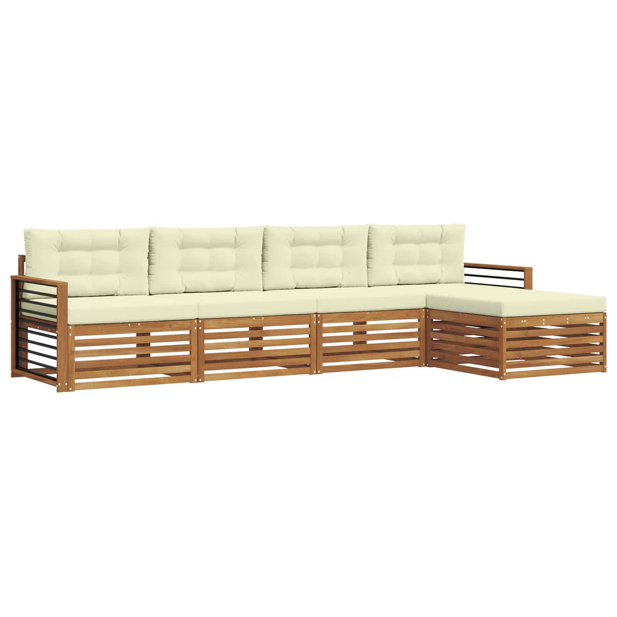 Outdoor-Sofagarnitur 5 stk. Natur und Creme