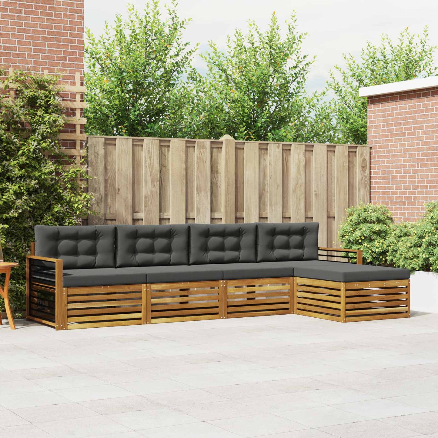 Outdoor-Sofagarnitur 5 stk. Natur und Anthrazit