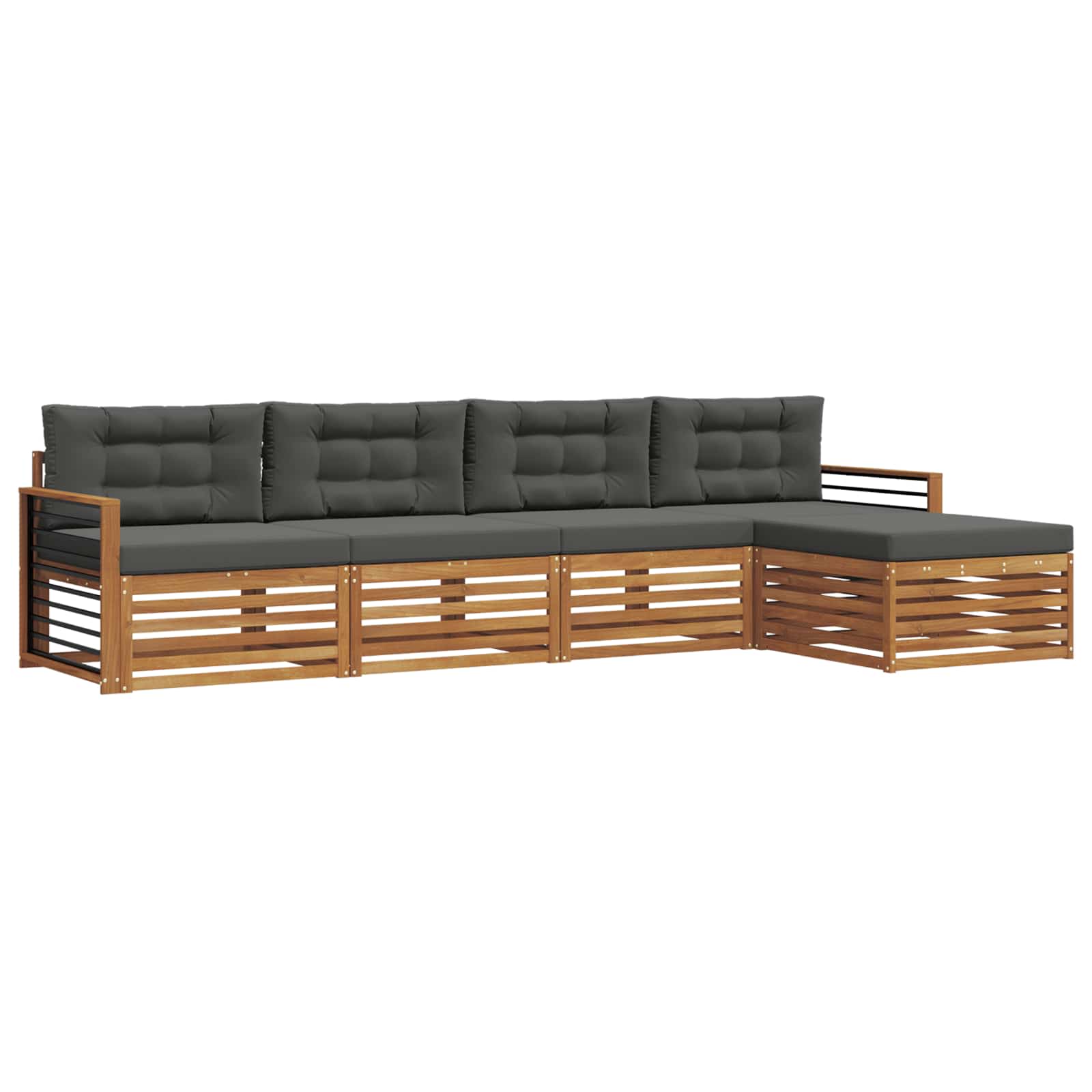 Outdoor-Sofagarnitur 5 stk. Natur und Anthrazit