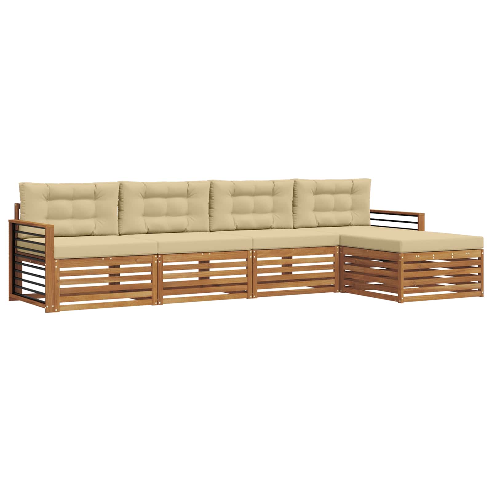 Outdoor-Sofagarnitur 5 stk. Natur und Beige