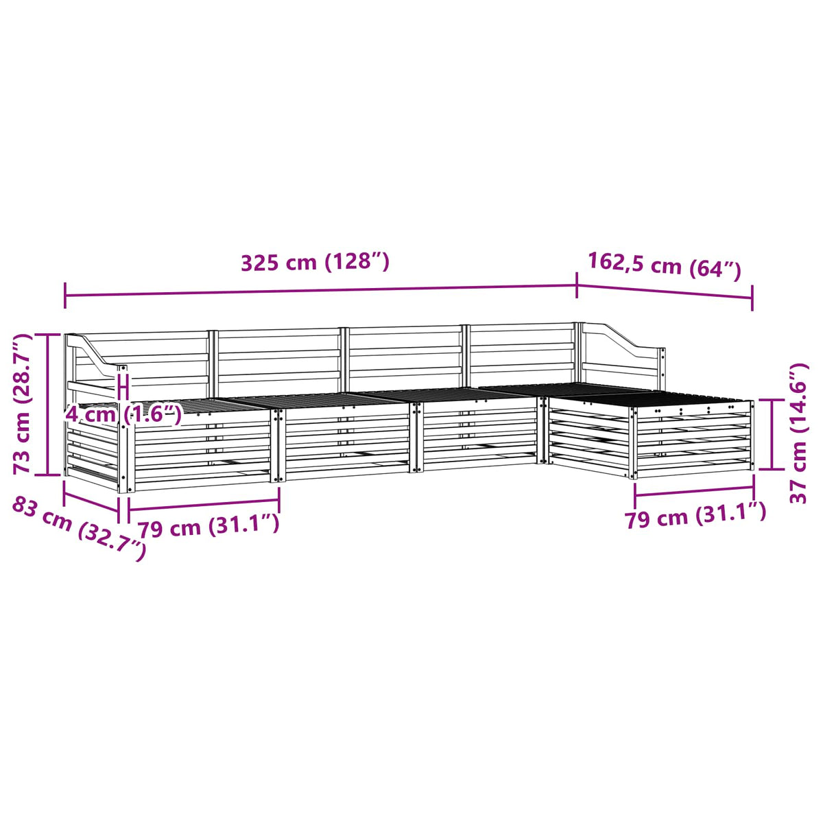 Outdoor-Sofagarnitur 5 stk. Natur Massivholz Akazie