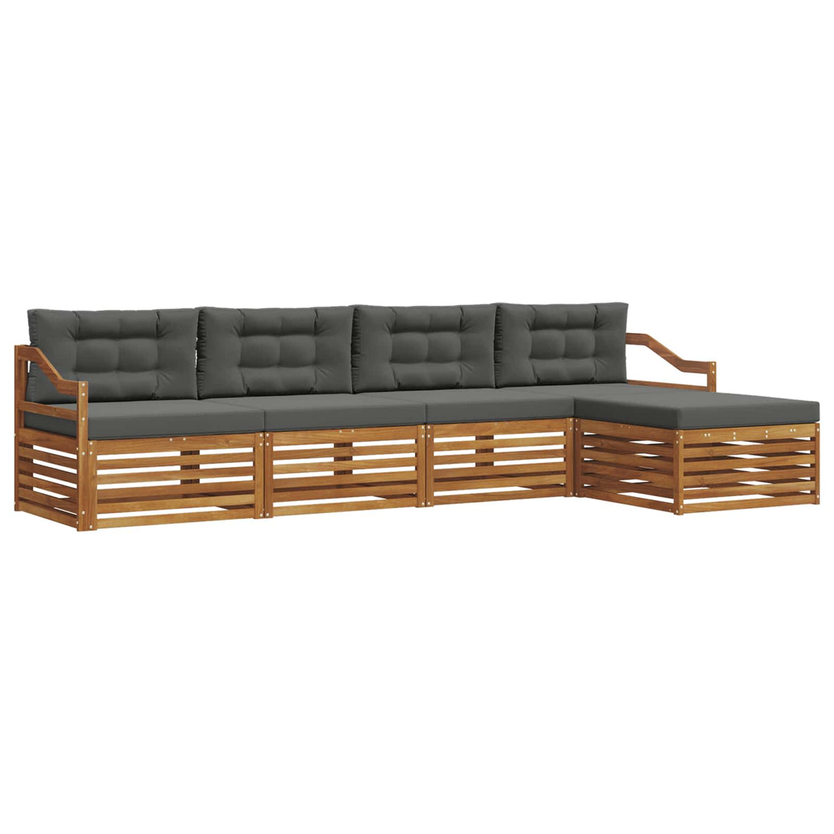 Outdoor-Sofagarnitur 5 stk. Natur und Anthrazit