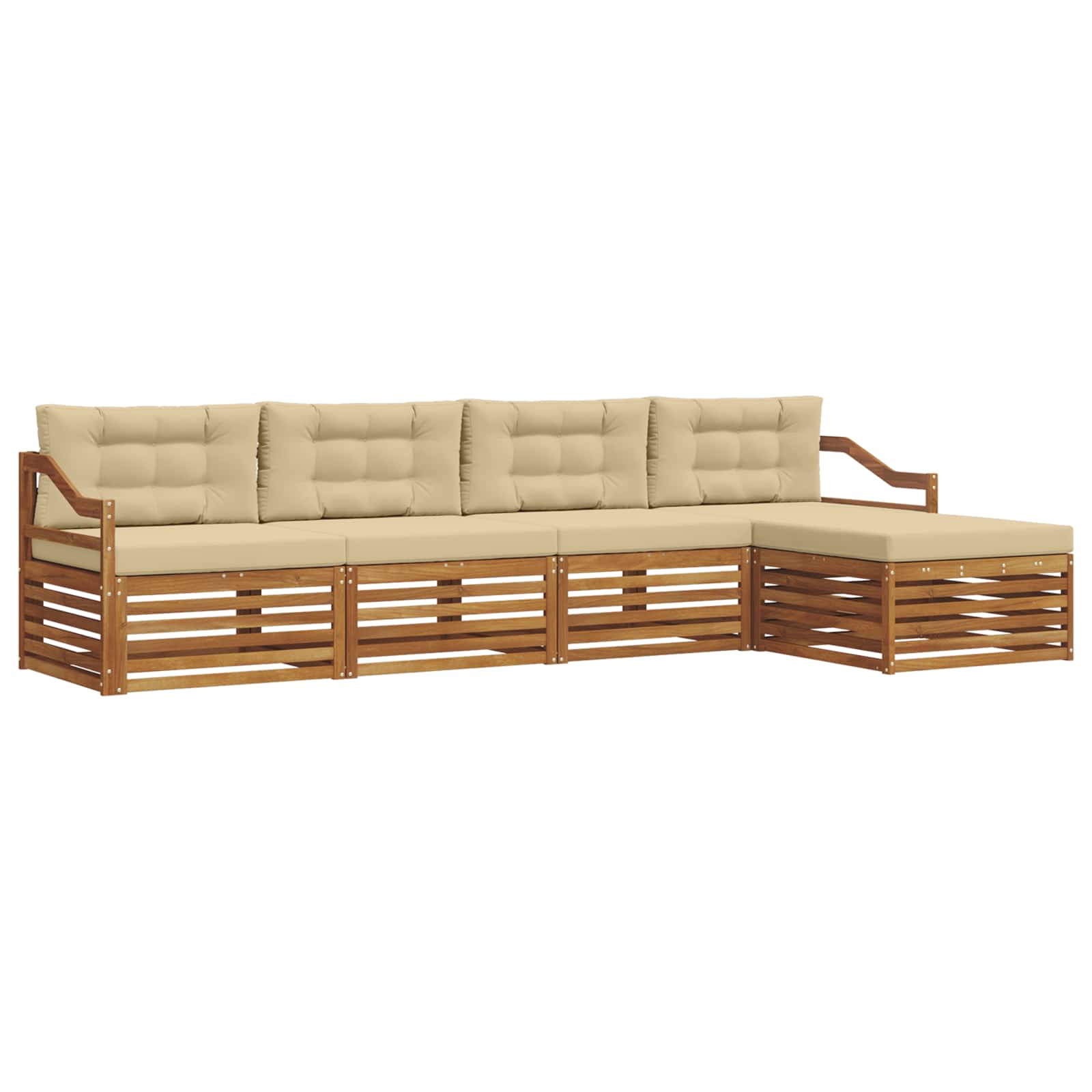 Outdoor-Sofagarnitur 5 stk. Natur und Beige
