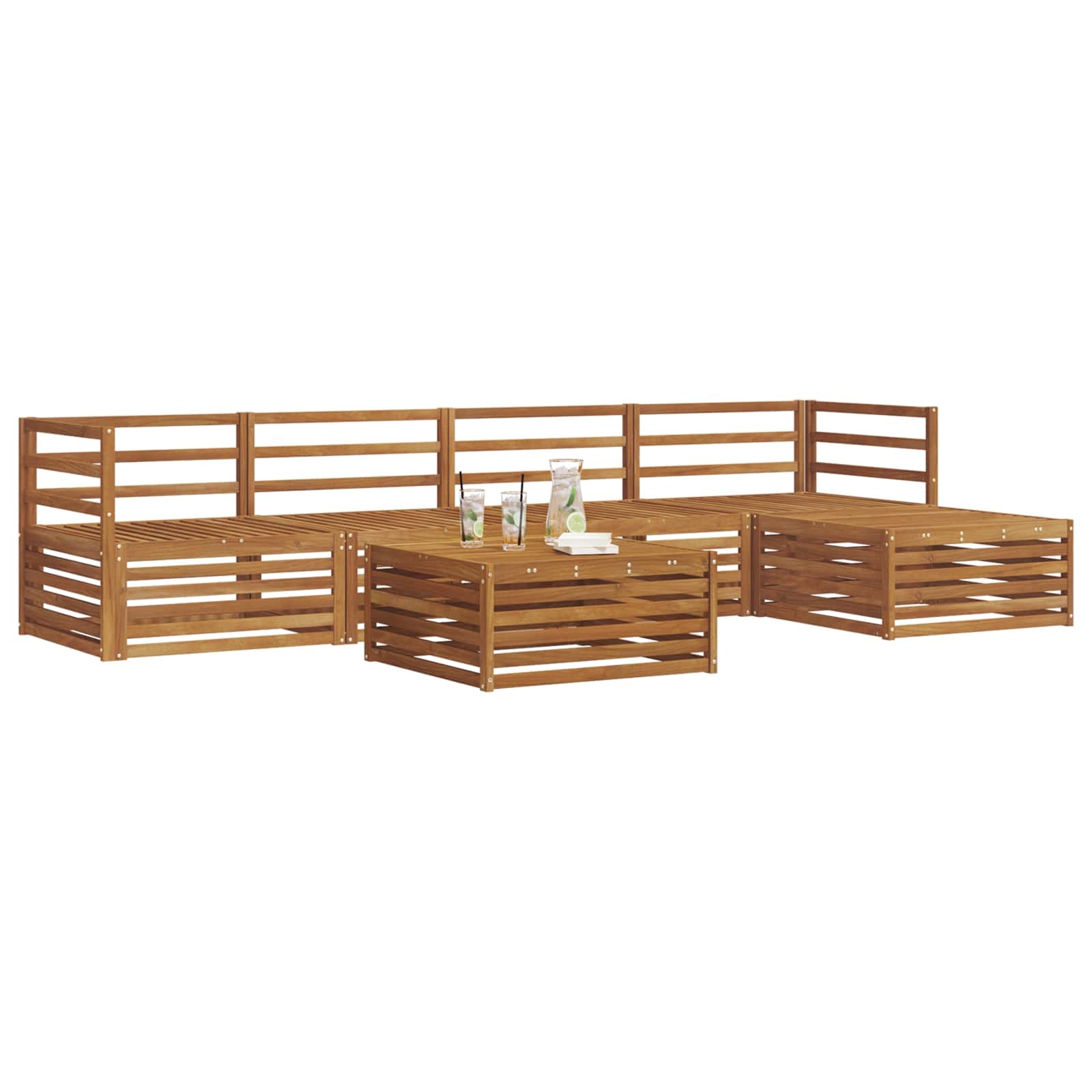 Outdoor-Sofagarnitur 6 pcs Natur Massivholz Akazie