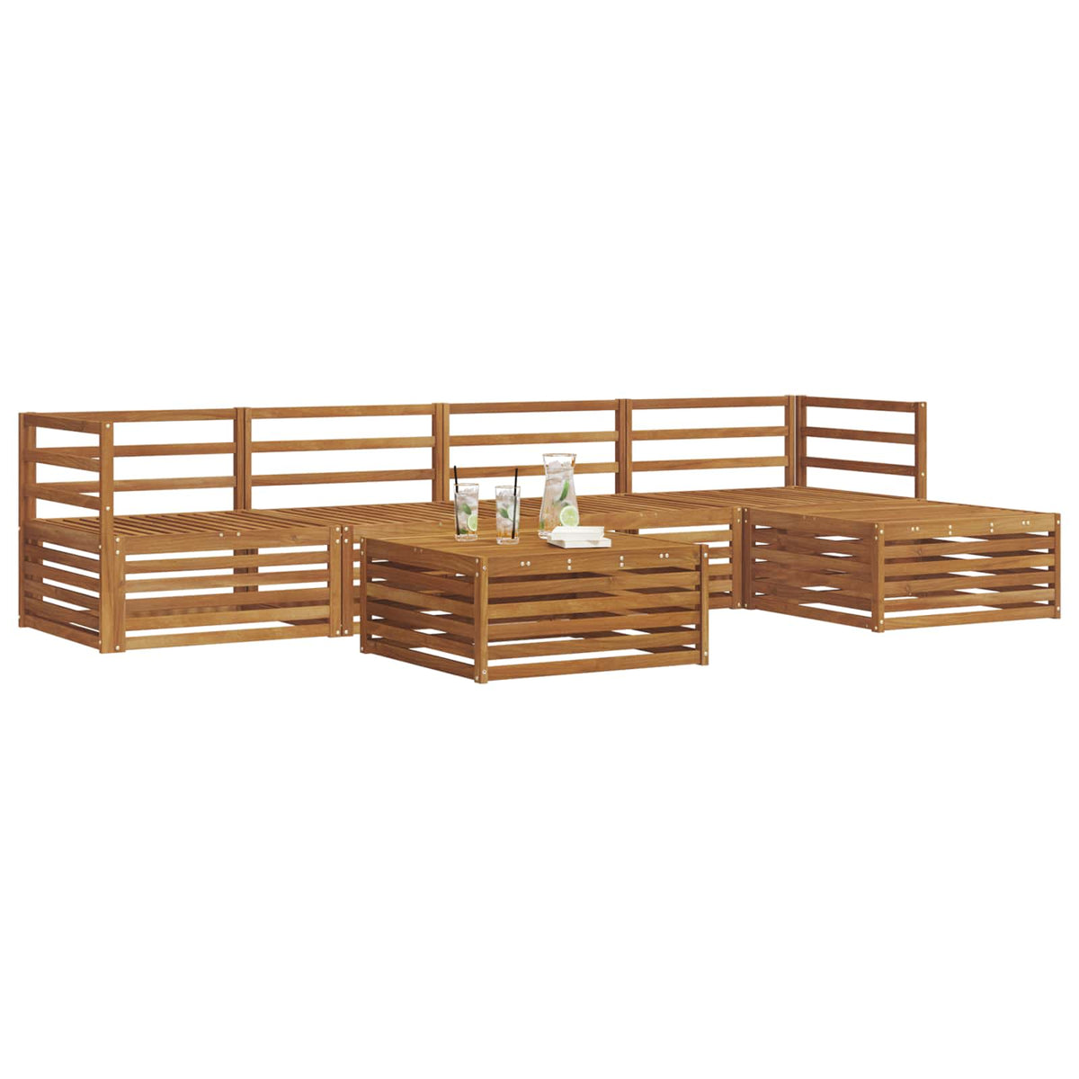 Outdoor-Sofagarnitur 6 stk. Natur Massivholz Akazie