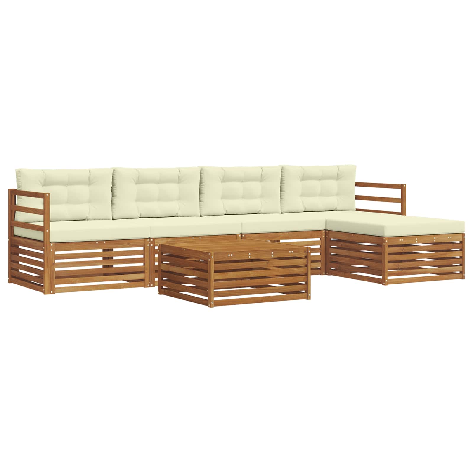 Outdoor-Sofagarnitur mit Kissen 6 pcs Natur und Creme
