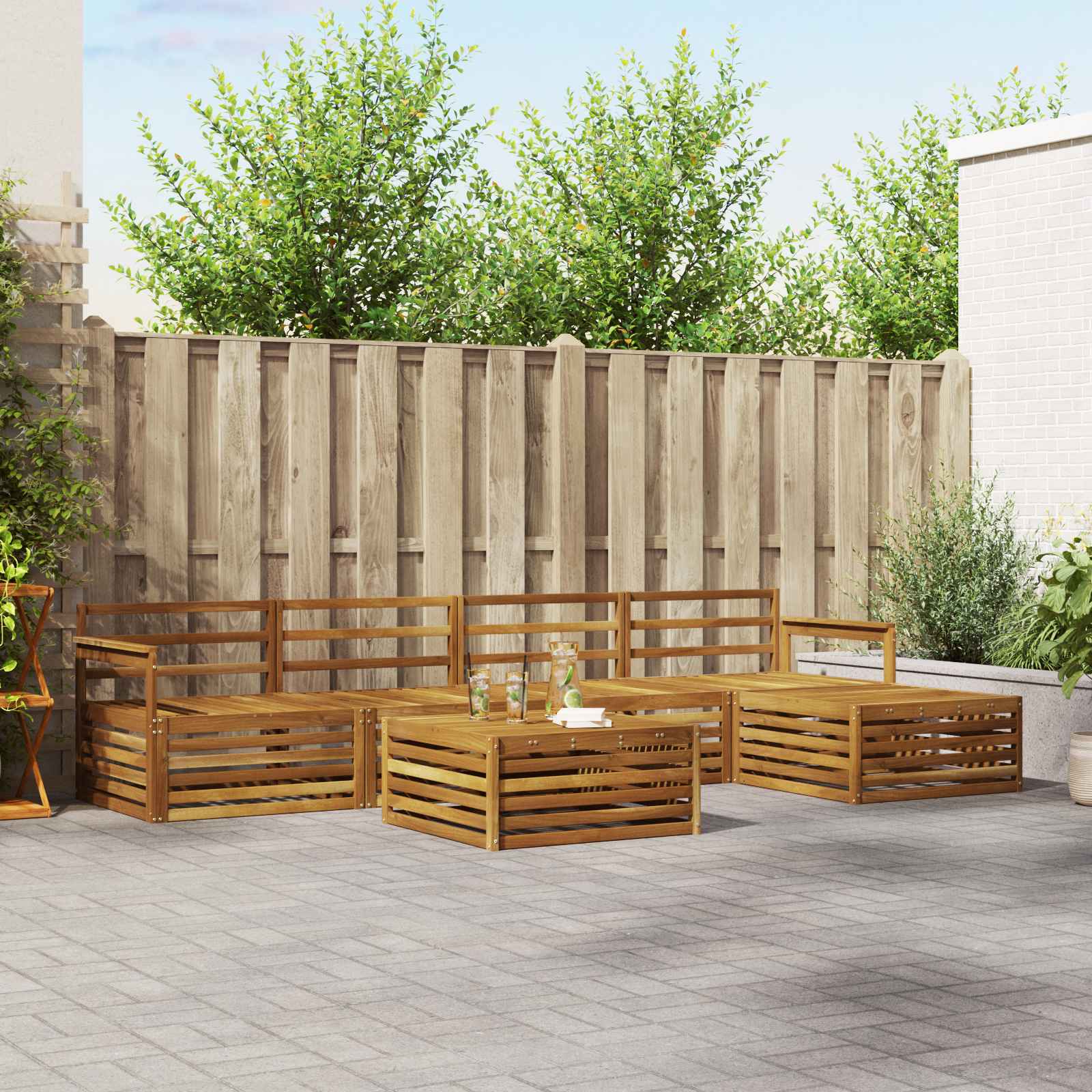 Outdoor-Sofagarnitur 6 pcs Natur Massivholz Akazie