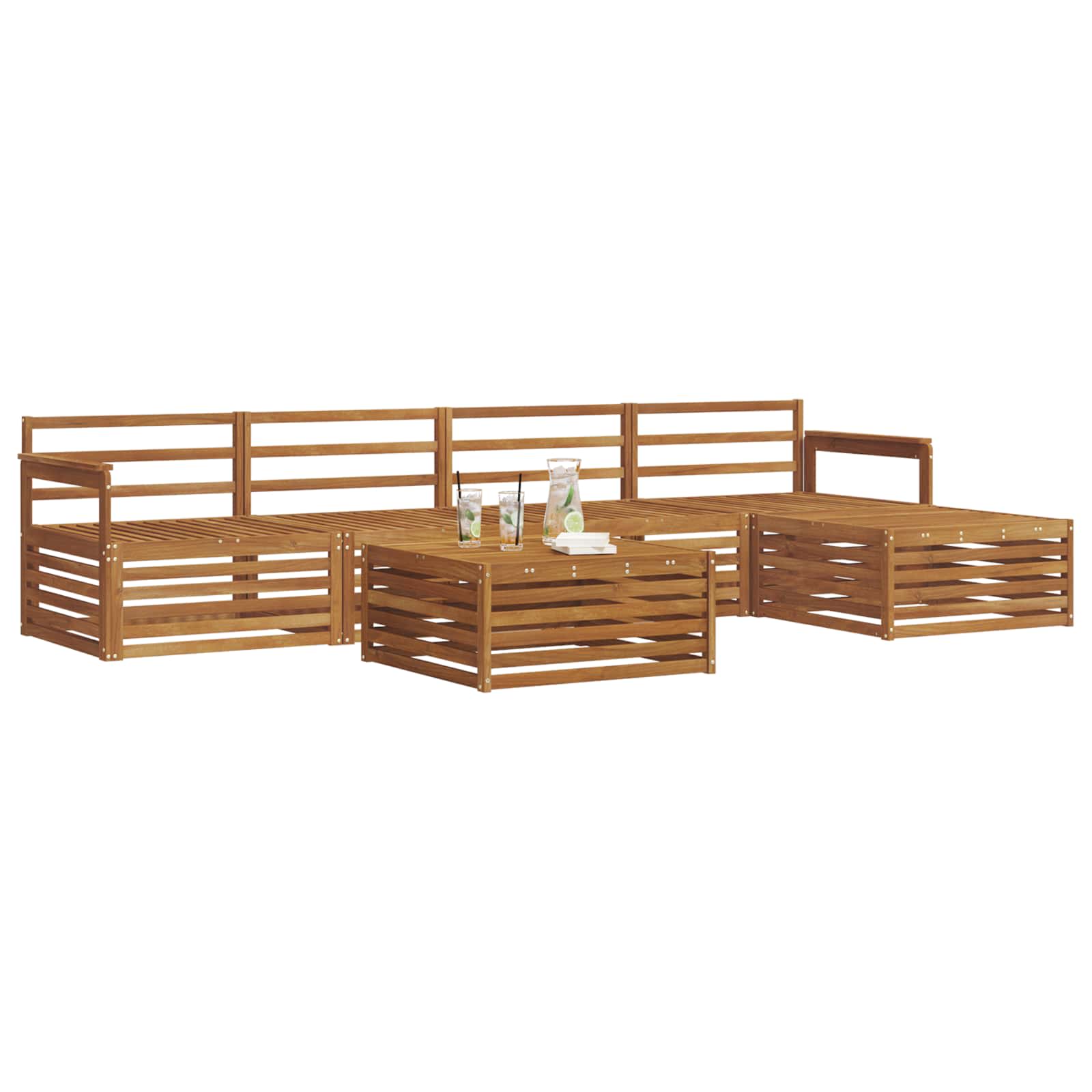 Outdoor-Sofagarnitur 6 pcs Natur Massivholz Akazie