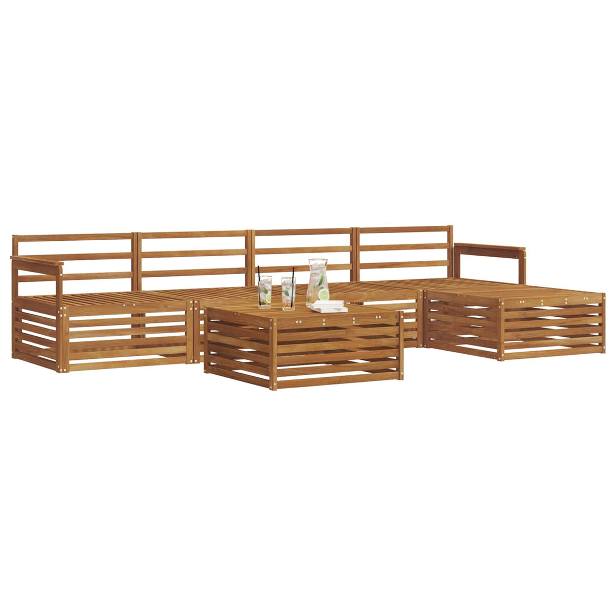 Outdoor-Sofagarnitur 6 stk. Natur Massivholz Akazie