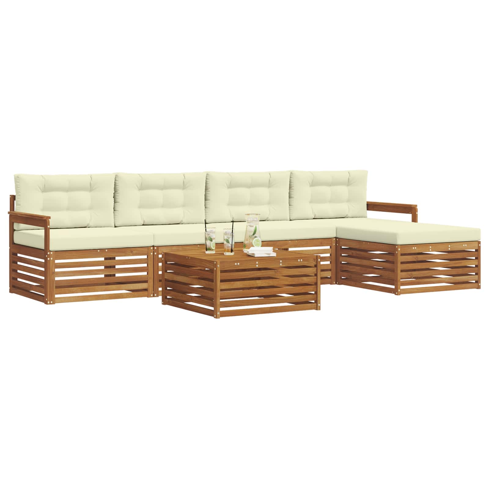 Outdoor-Sofagarnitur 6 stk. Natur und Creme