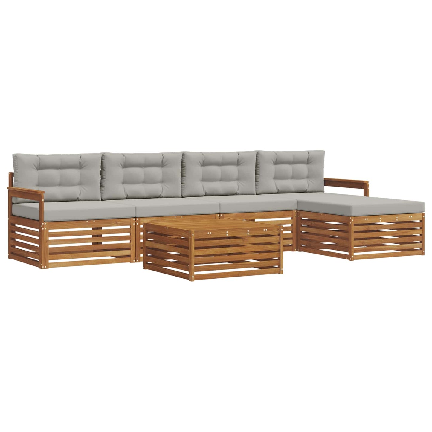 Outdoor-Sofagarnitur mit Kissen 6 pcs Natürlich und Hellgrau