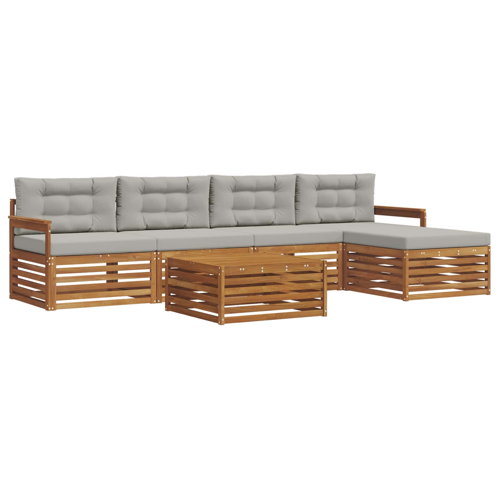 Outdoor-Sofagarnitur mit Kissen 6 pcs Natürlich und Hellgrau