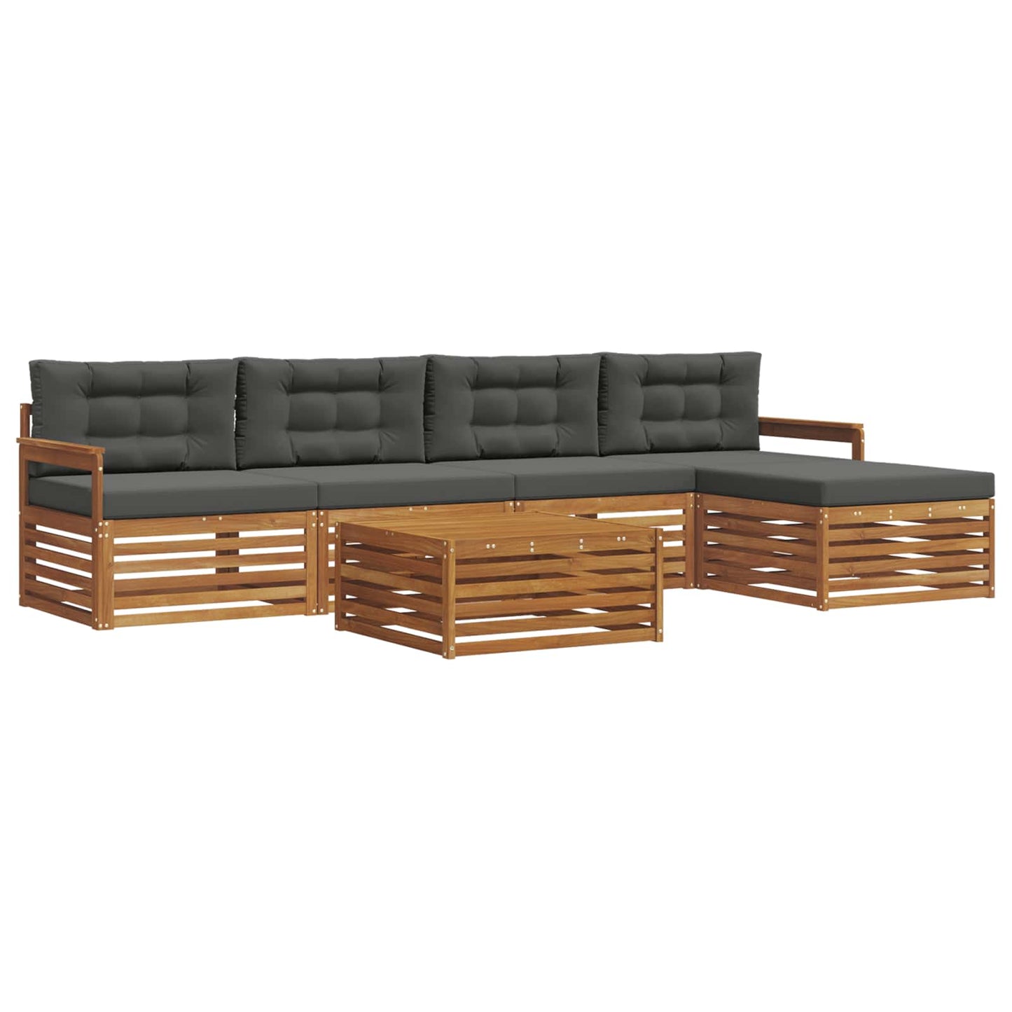 Outdoor-Sofagarnitur 6 stk. Natur und Anthrazit