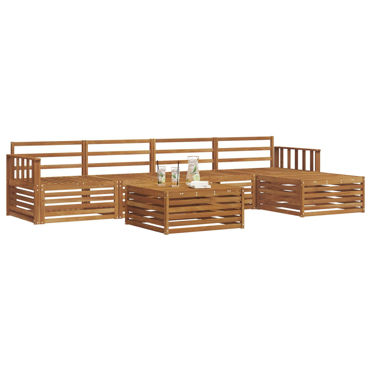 Outdoor-Sofagarnitur 6 stk. Natur Massivholz Akazie