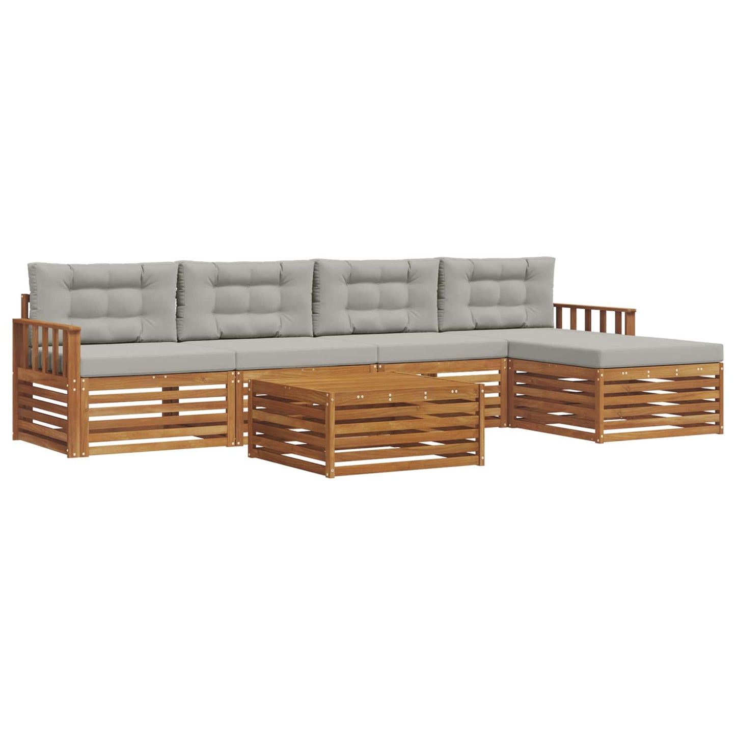 Outdoor-Sofagarnitur mit Kissen 6 pcs Natürlich und Hellgrau