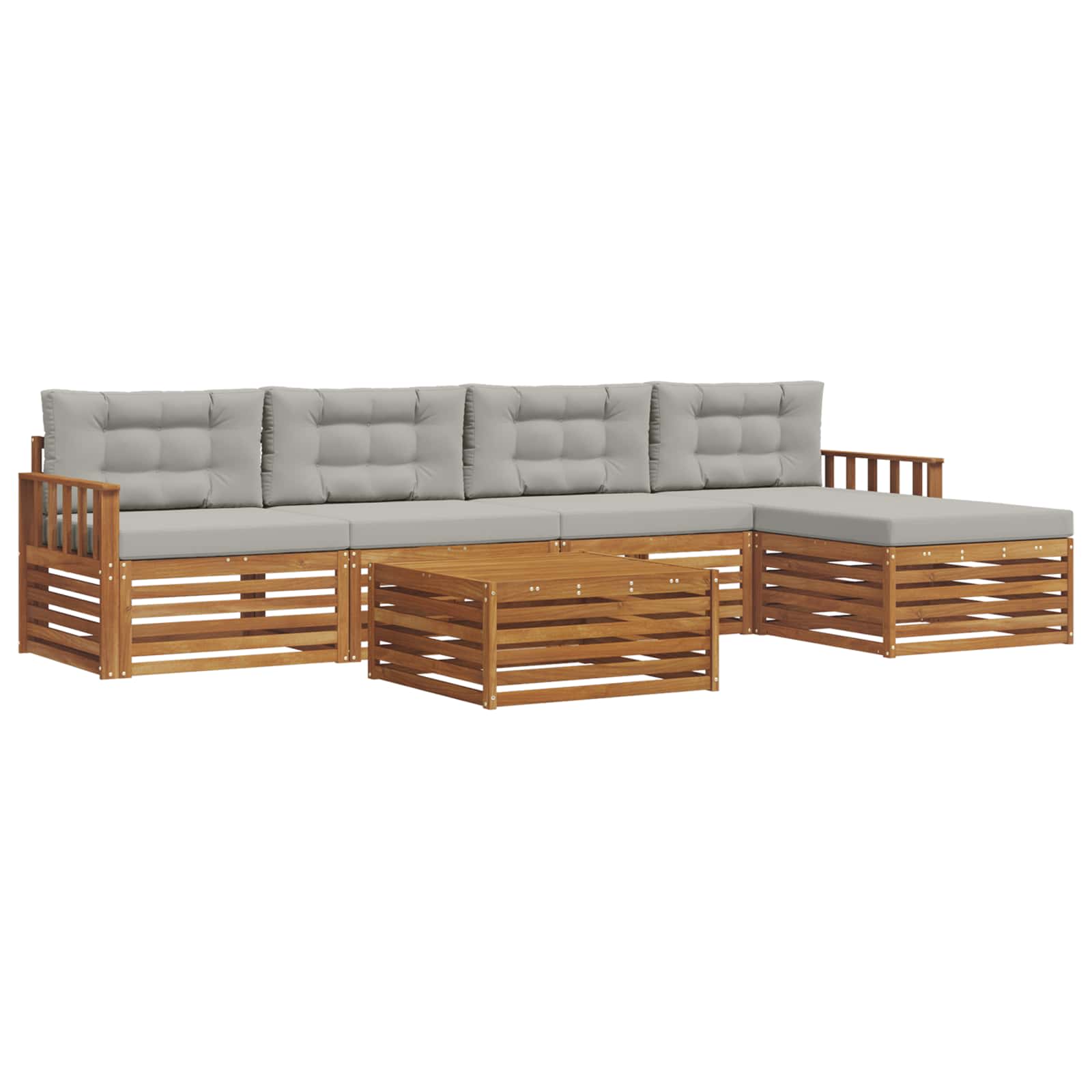 Outdoor-Sofagarnitur mit Kissen 6 pcs Natürlich und Hellgrau