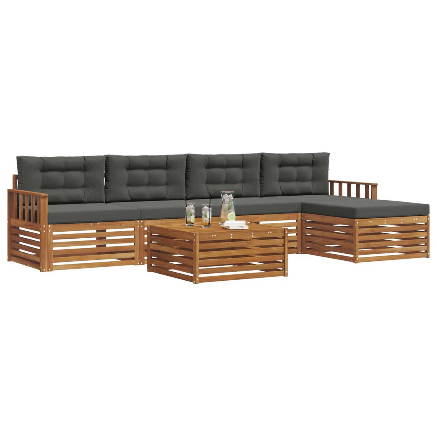Outdoor-Sofagarnitur 6 stk. Natur und Anthrazit