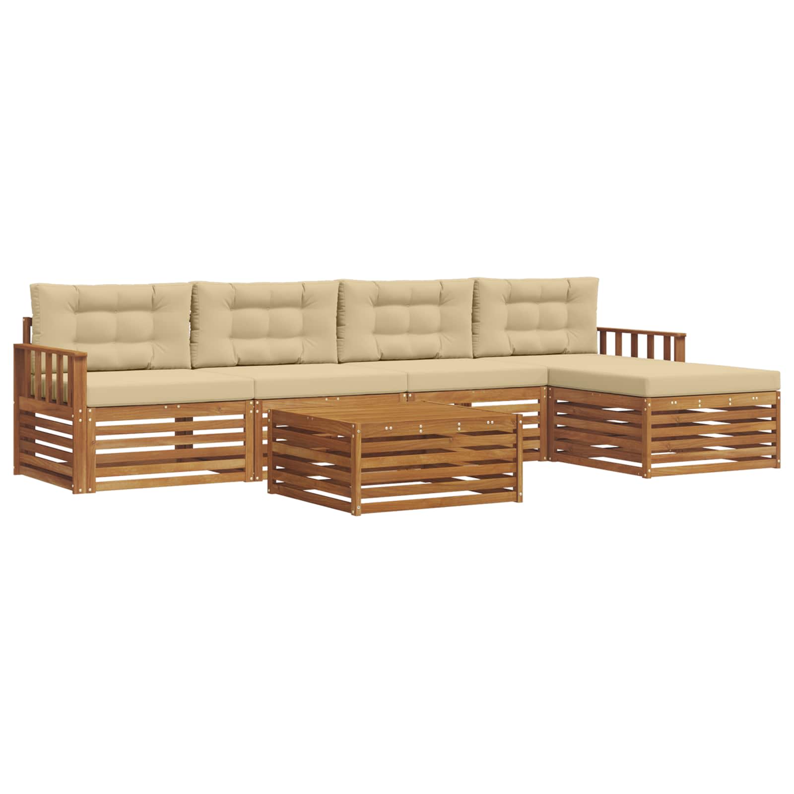 Outdoor-Sofagarnitur mit Kissen 6 pcs Natur und Beige