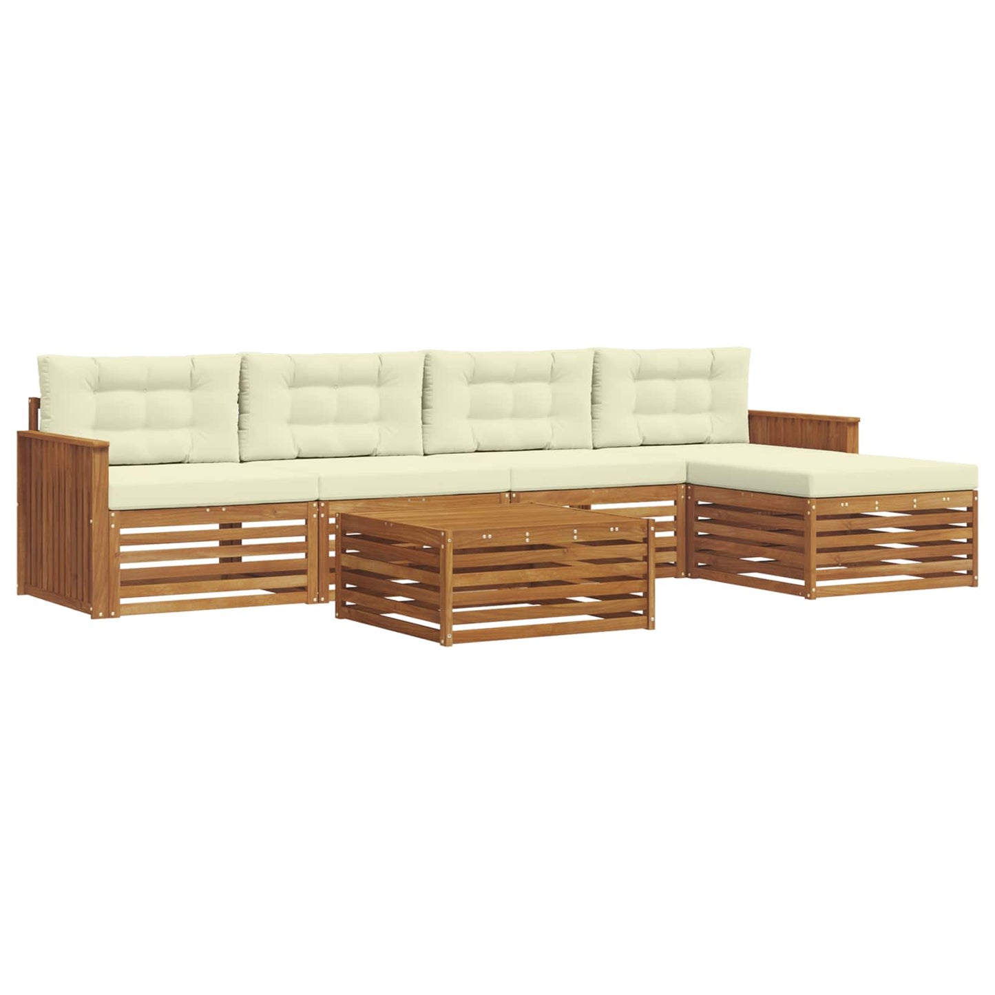 Outdoor-Sofagarnitur mit Kissen 6 pcs Natur und Creme