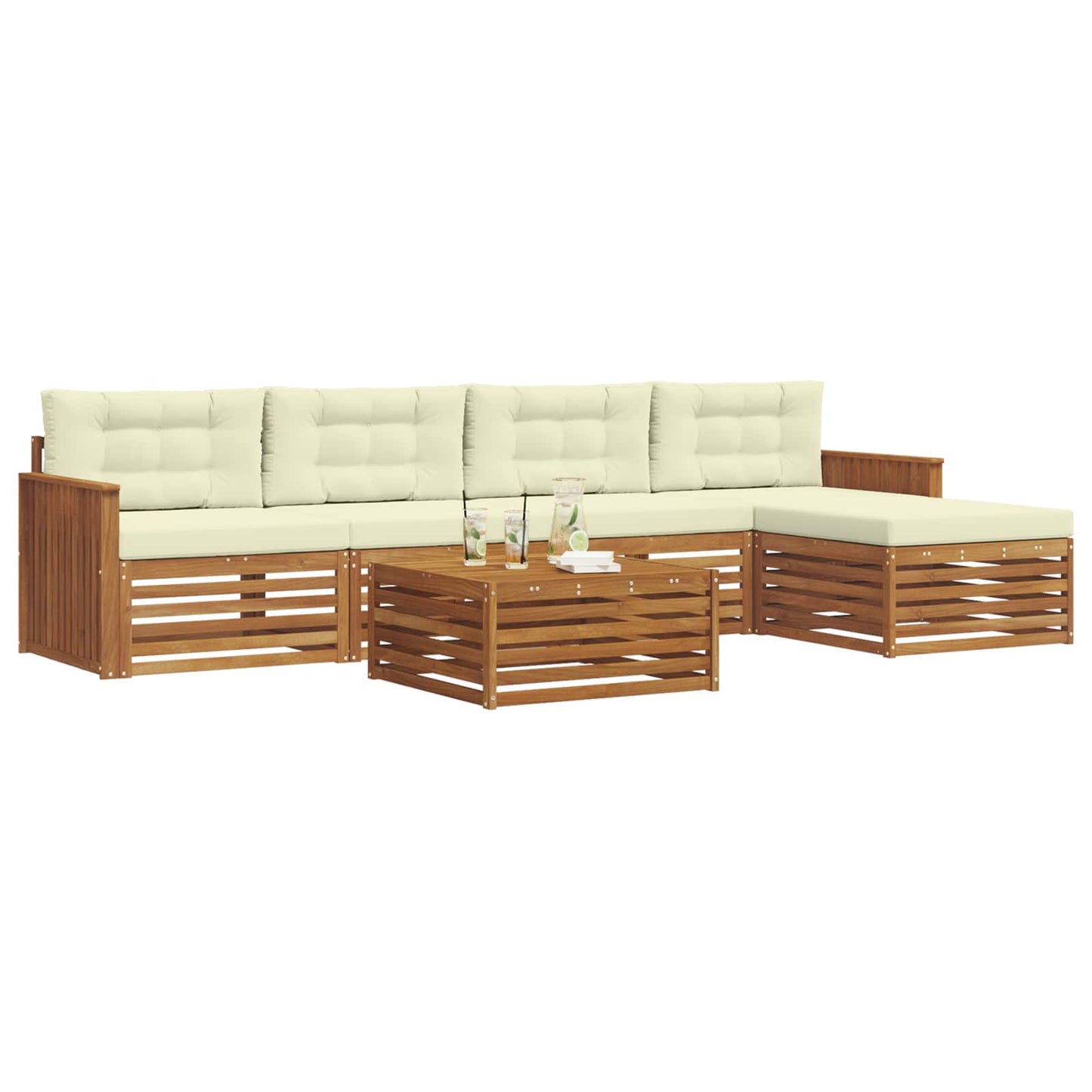 Outdoor-Sofagarnitur mit Kissen 6 pcs Natur und Creme