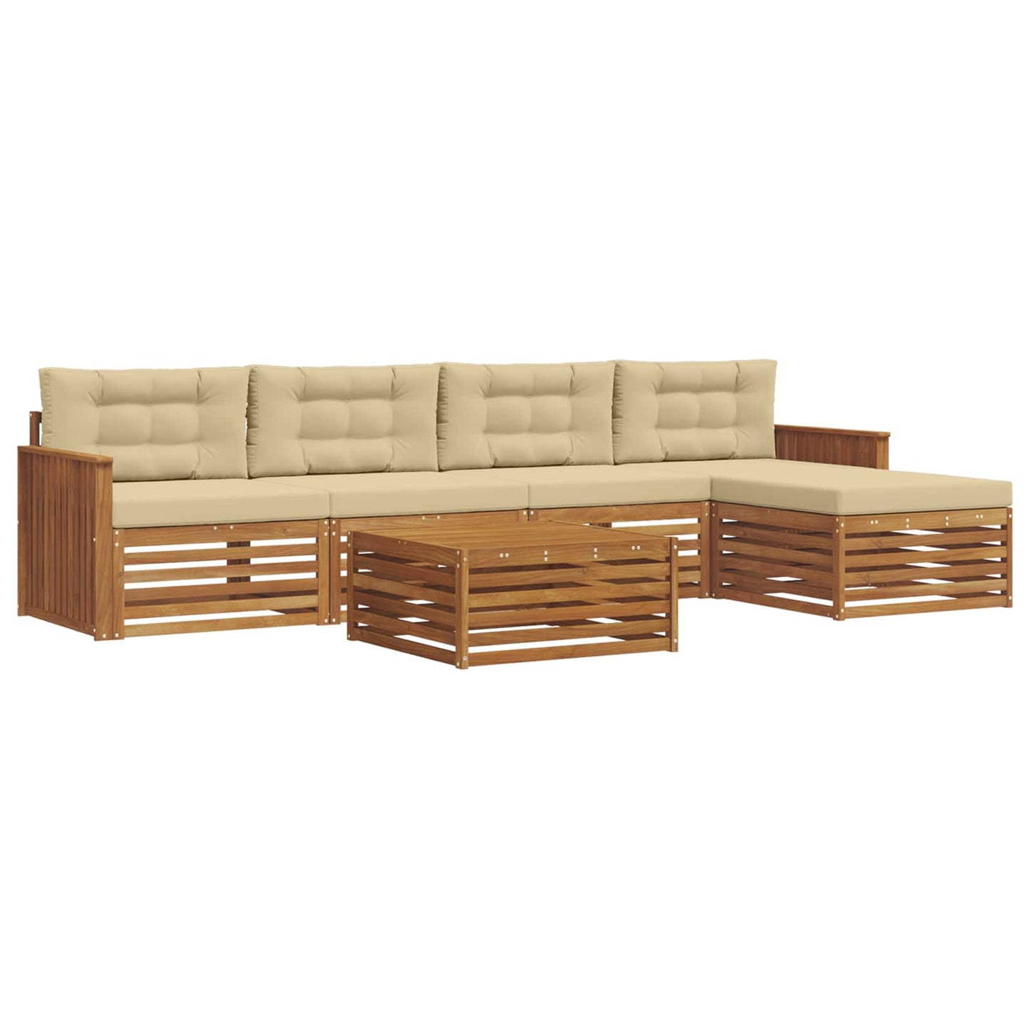 Outdoor-Sofagarnitur mit Kissen 6 pcs Natur und Beige