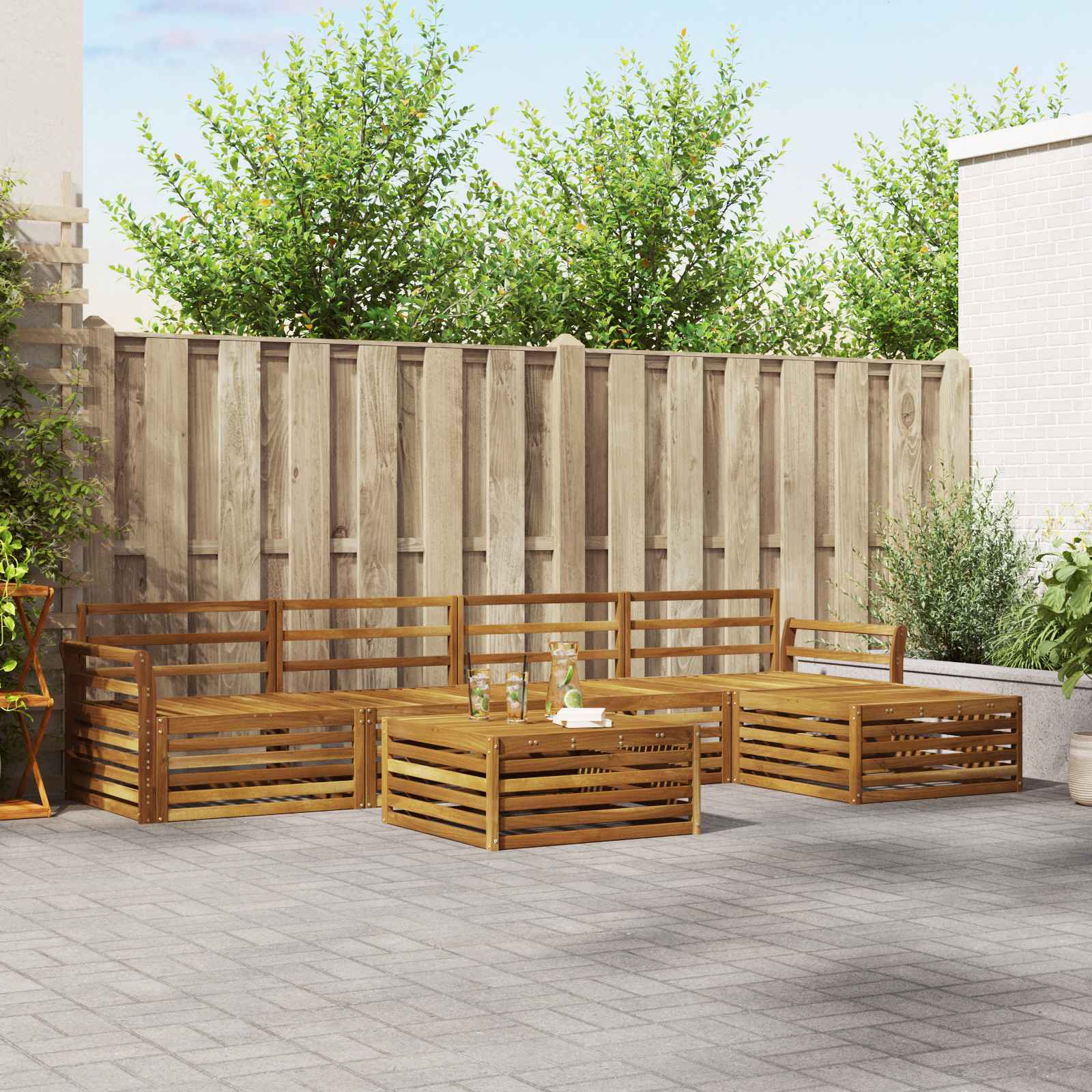 Outdoor-Sofagarnitur 6 pcs Natur Massivholz Akazie