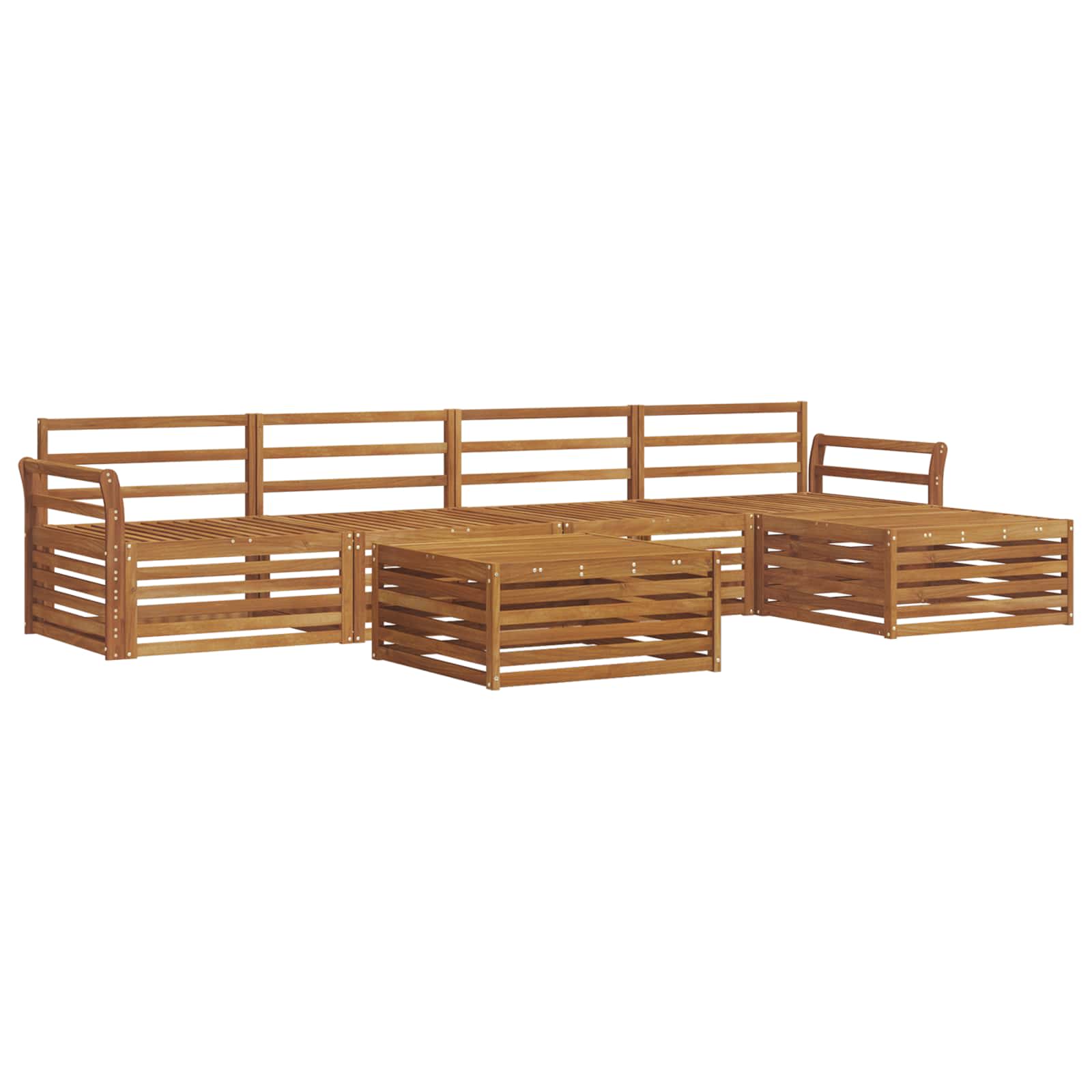Outdoor-Sofagarnitur 6 pcs Natur Massivholz Akazie