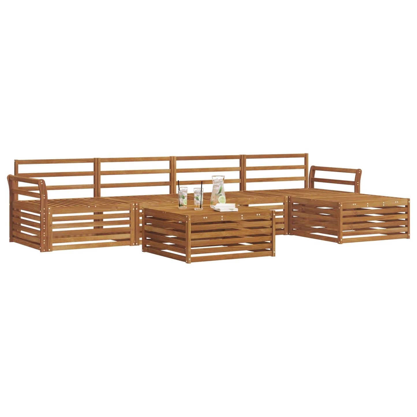 Outdoor-Sofagarnitur 6 pcs Natur Massivholz Akazie