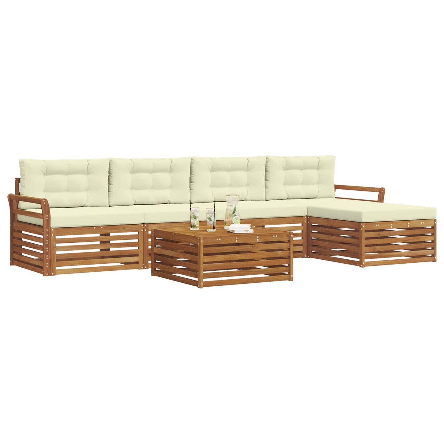 Outdoor-Sofagarnitur 6 stk. Natur und Creme