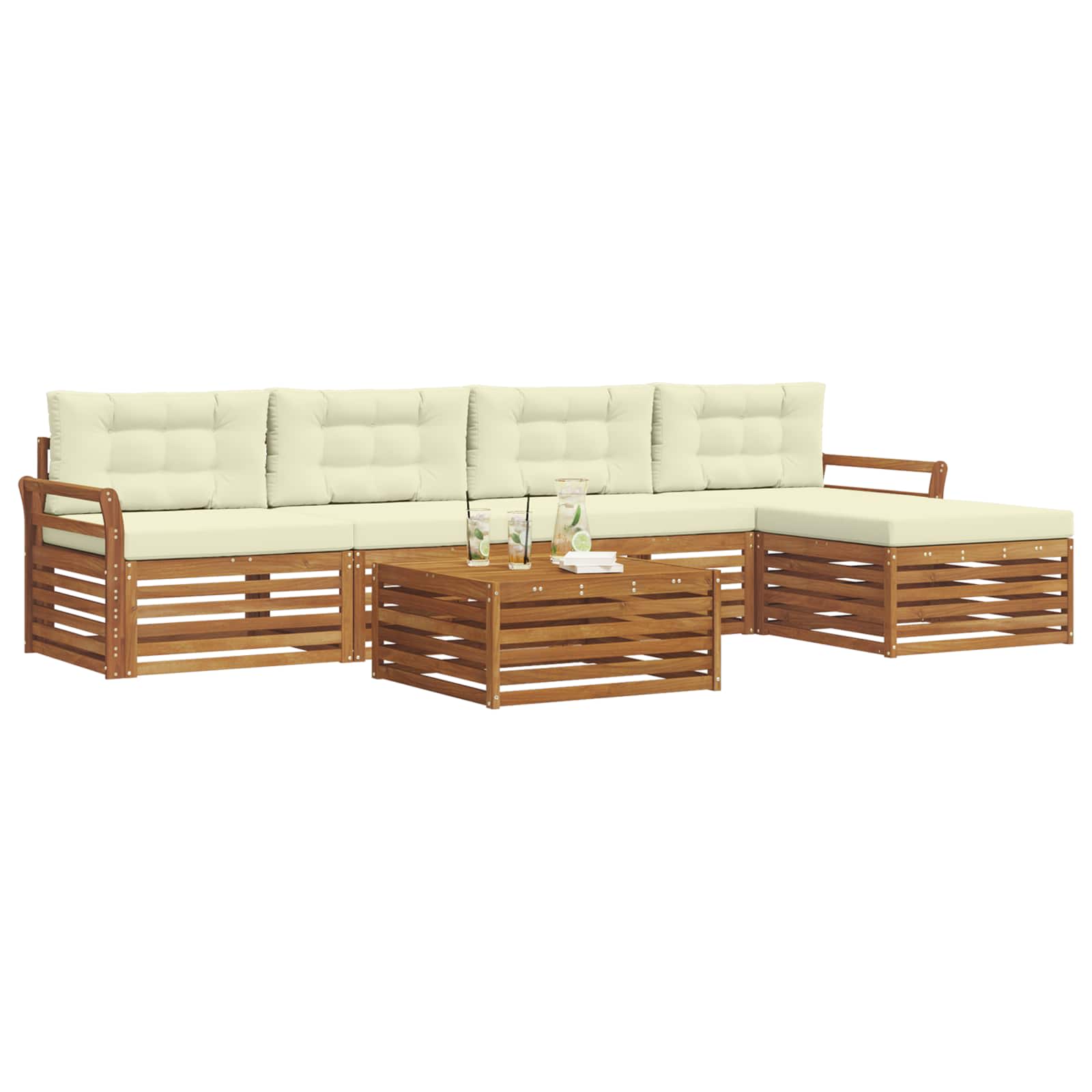 Outdoor-Sofagarnitur 6 stk. Natur und Creme