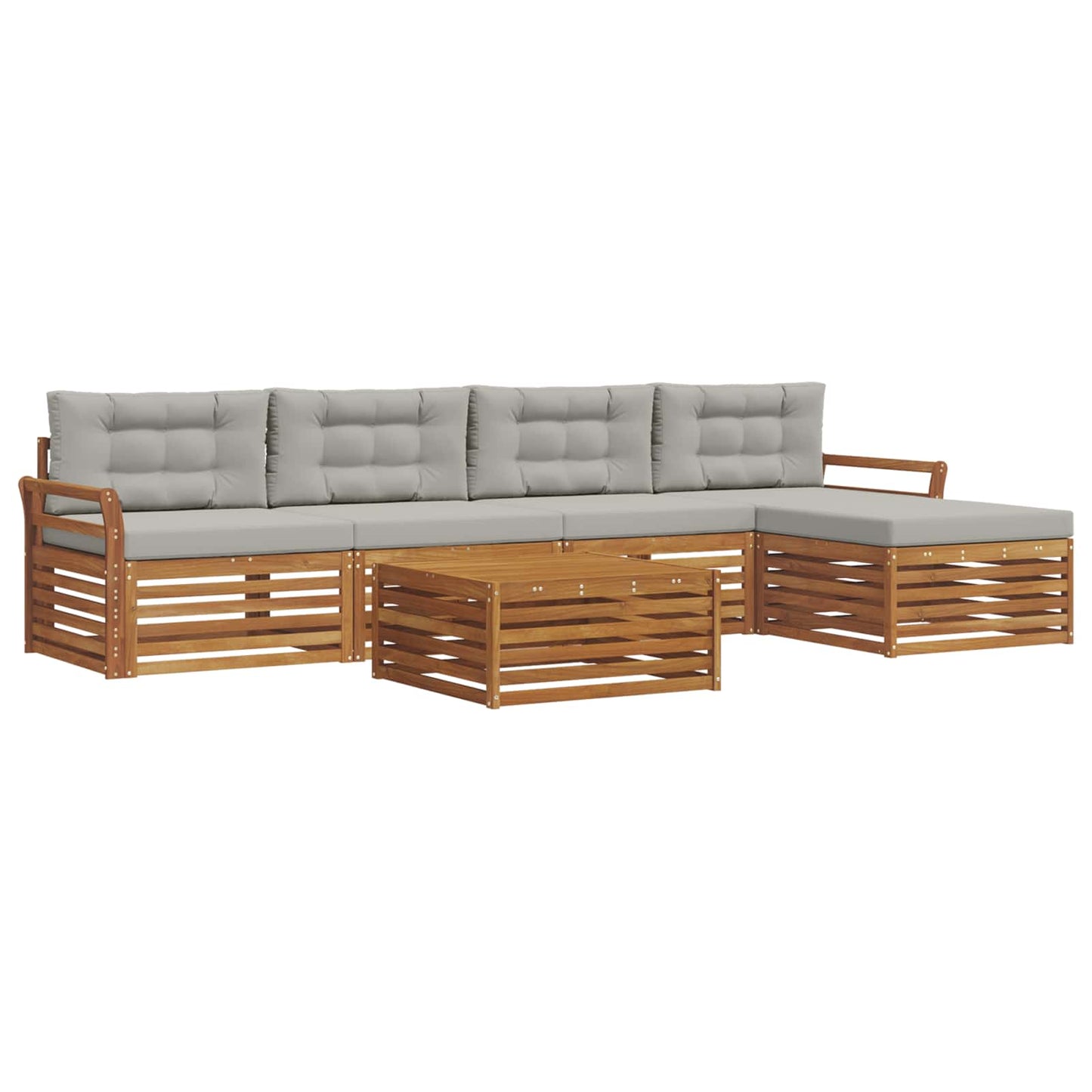 Outdoor-Sofagarnitur mit Kissen 6 pcs Natürlich und Hellgrau