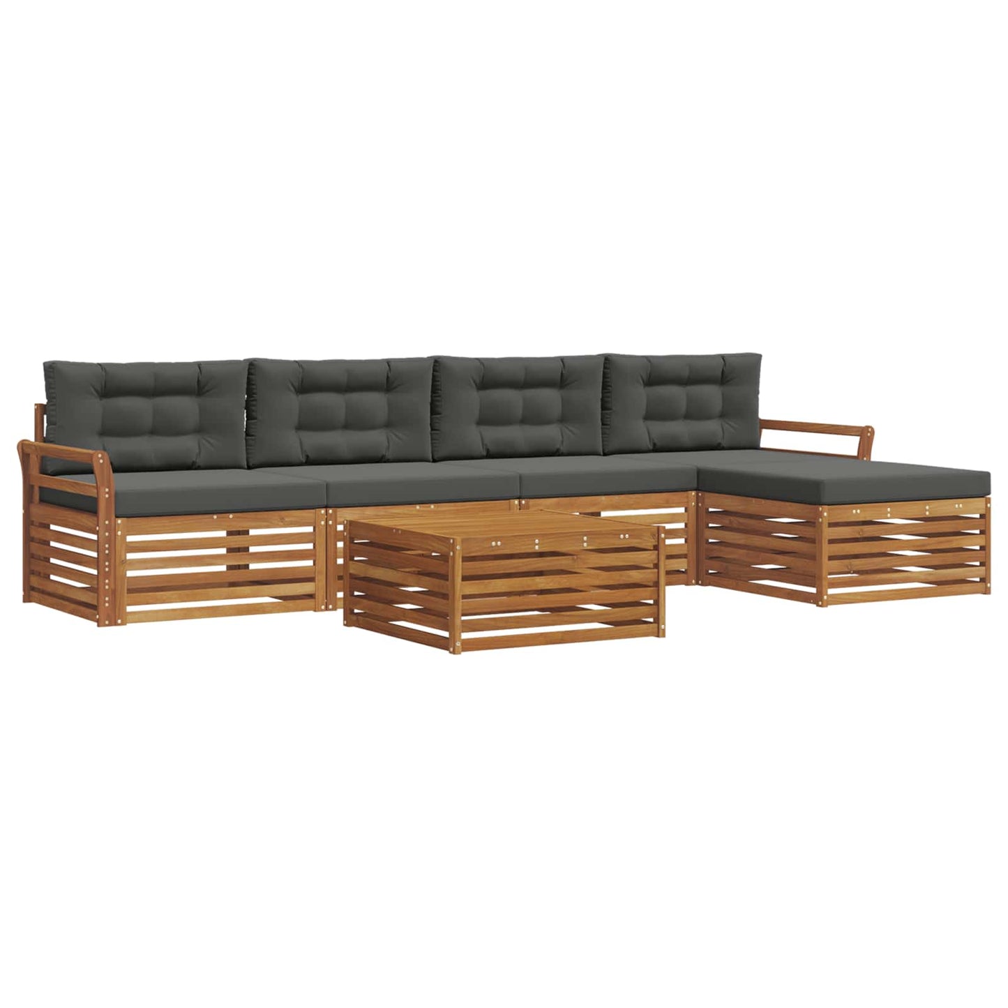 Outdoor-Sofagarnitur 6 stk. Natur und Anthrazit