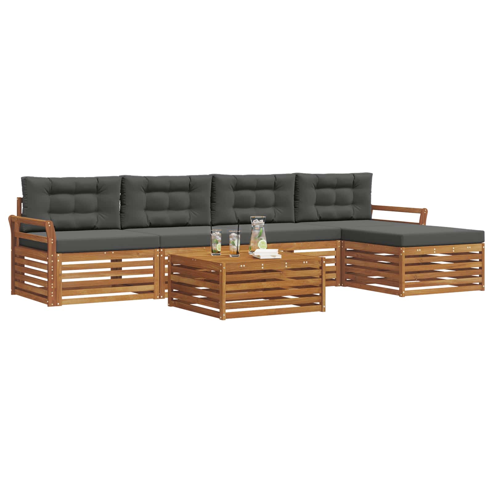 Outdoor-Sofagarnitur 6 stk. Natur und Anthrazit