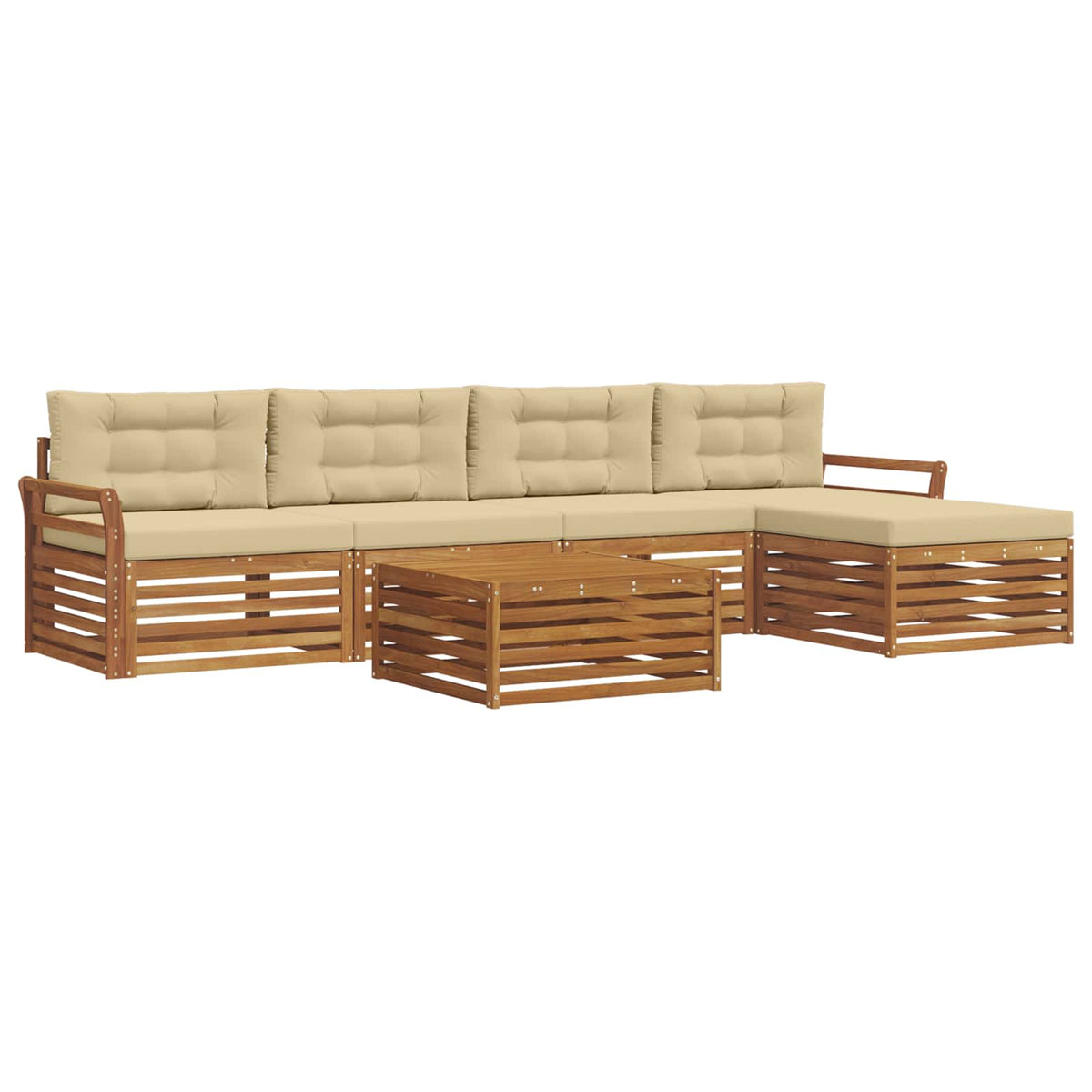 Outdoor-Sofagarnitur 6 stk. Natur und Beige