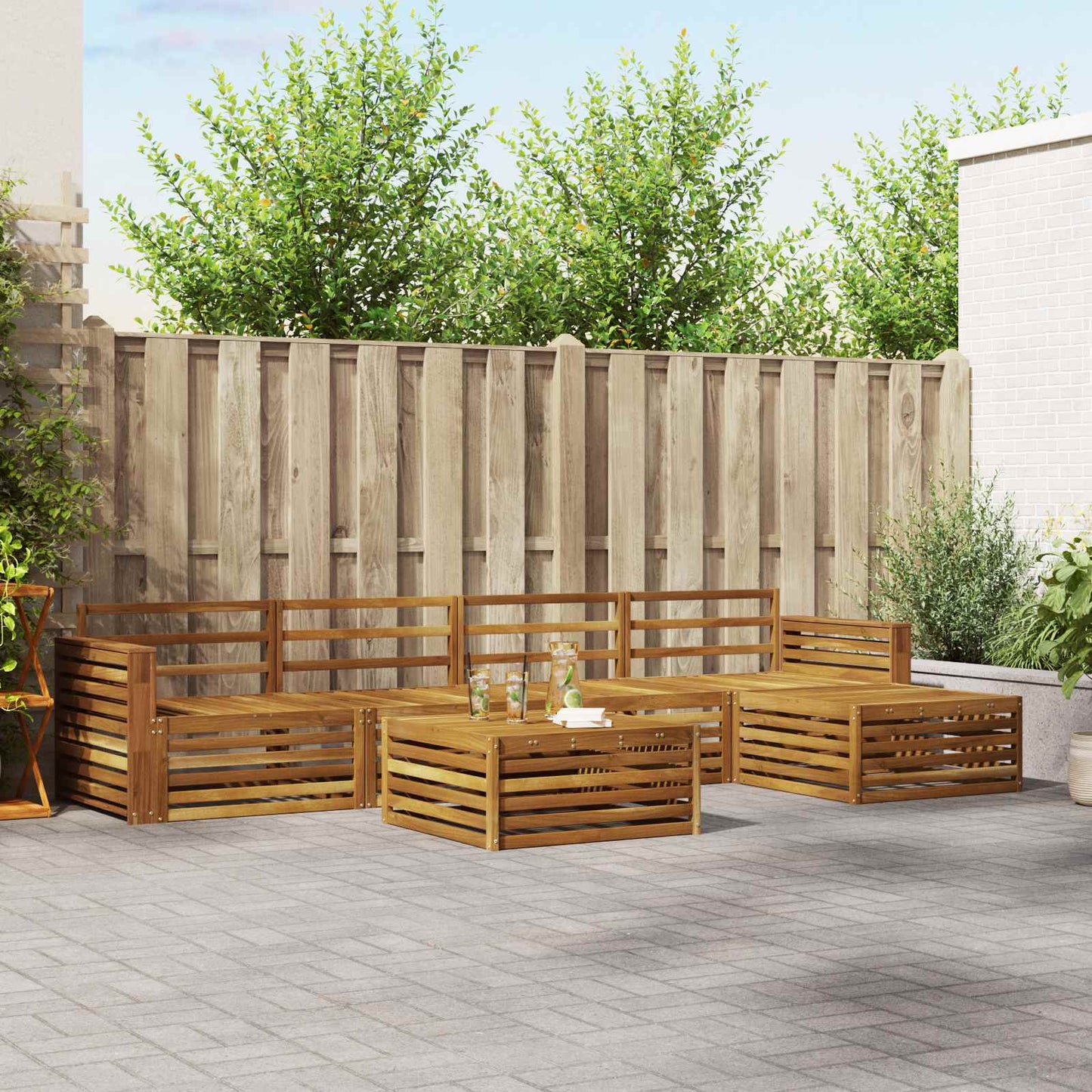 Outdoor-Sofagarnitur 6 stk. Natur Massivholz Akazie