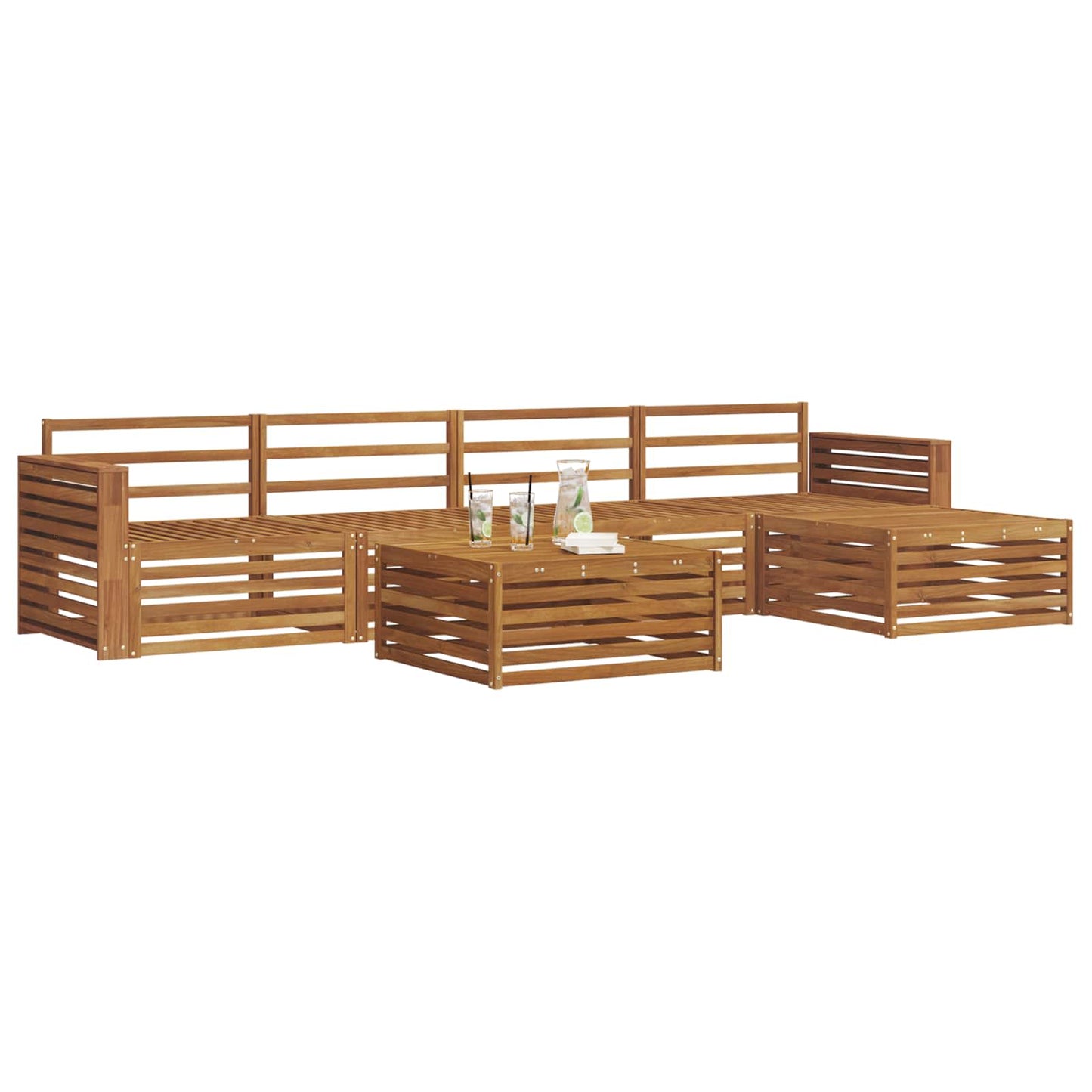 Outdoor-Sofagarnitur 6 stk. Natur Massivholz Akazie