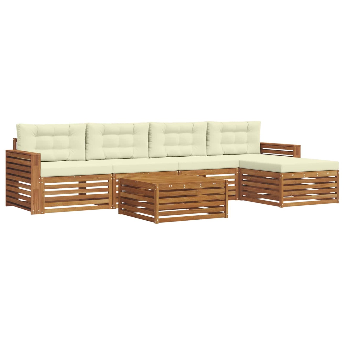 Outdoor-Sofagarnitur mit Kissen 6 pcs Natur und Creme